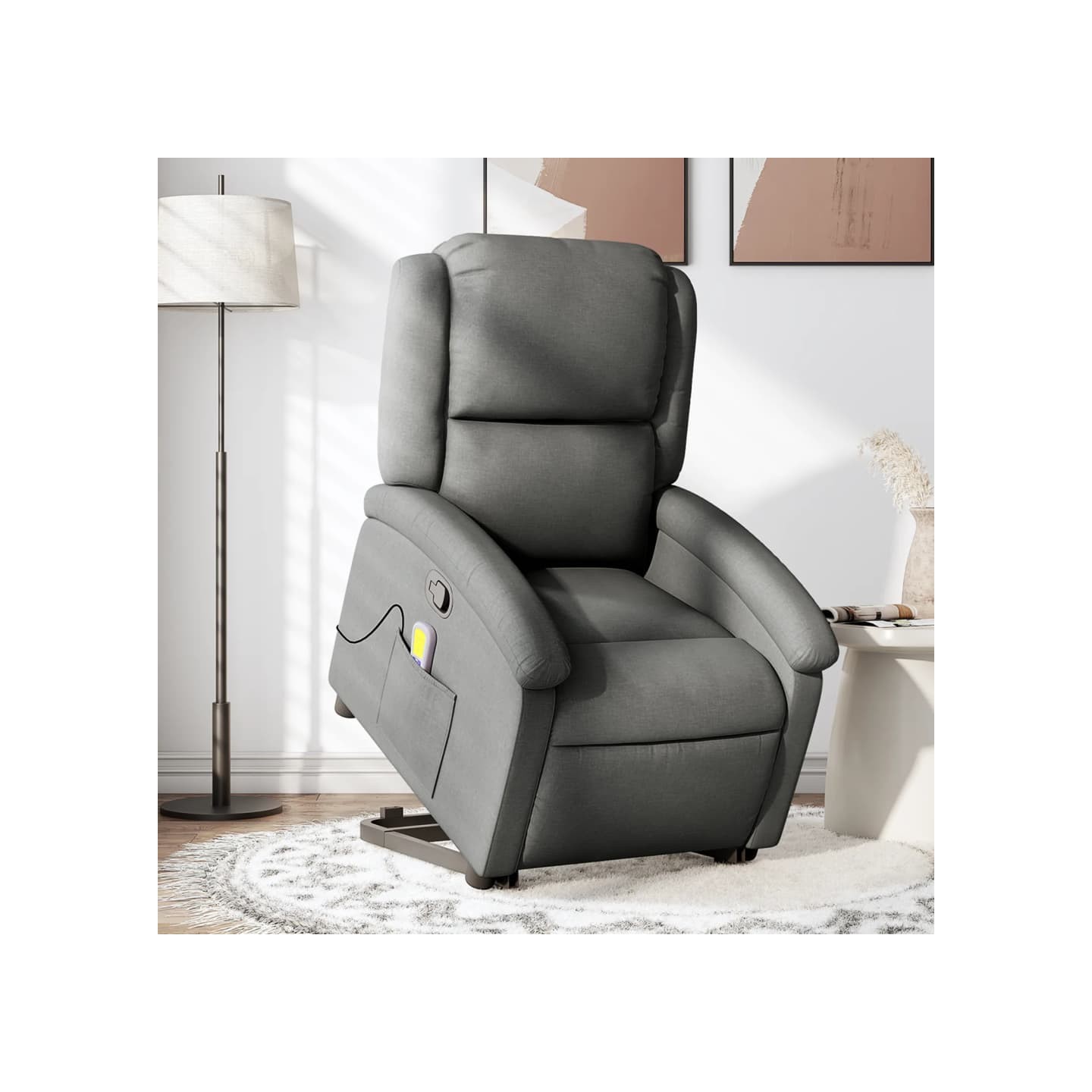 Fauteuil de massage inclinable Gris foncé Tissu