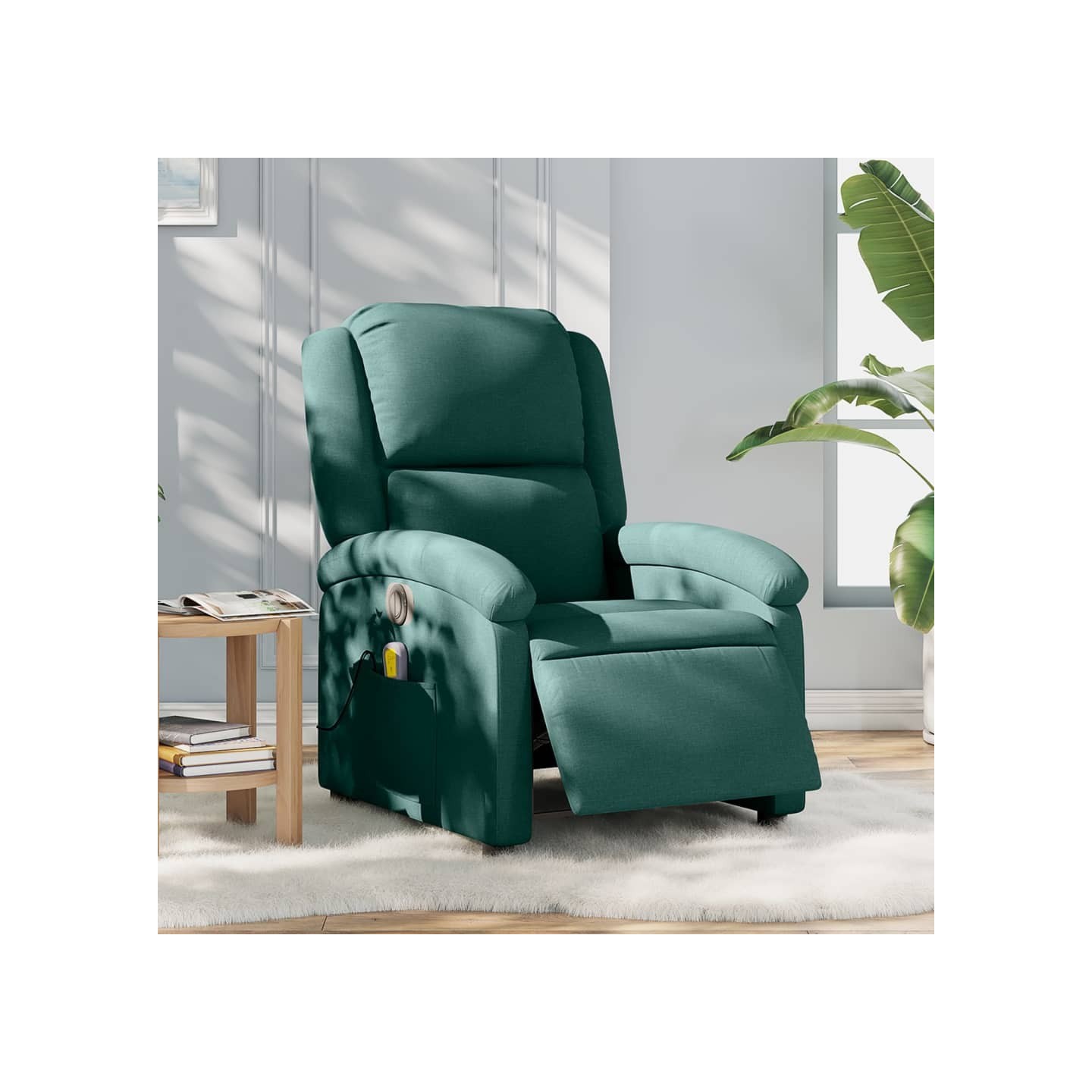 Fauteuil de massage inclinable électrique Vert foncé Tissu