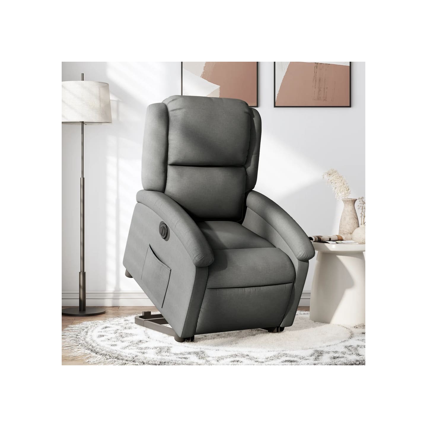 Fauteuil inclinable électrique gris foncé tissu