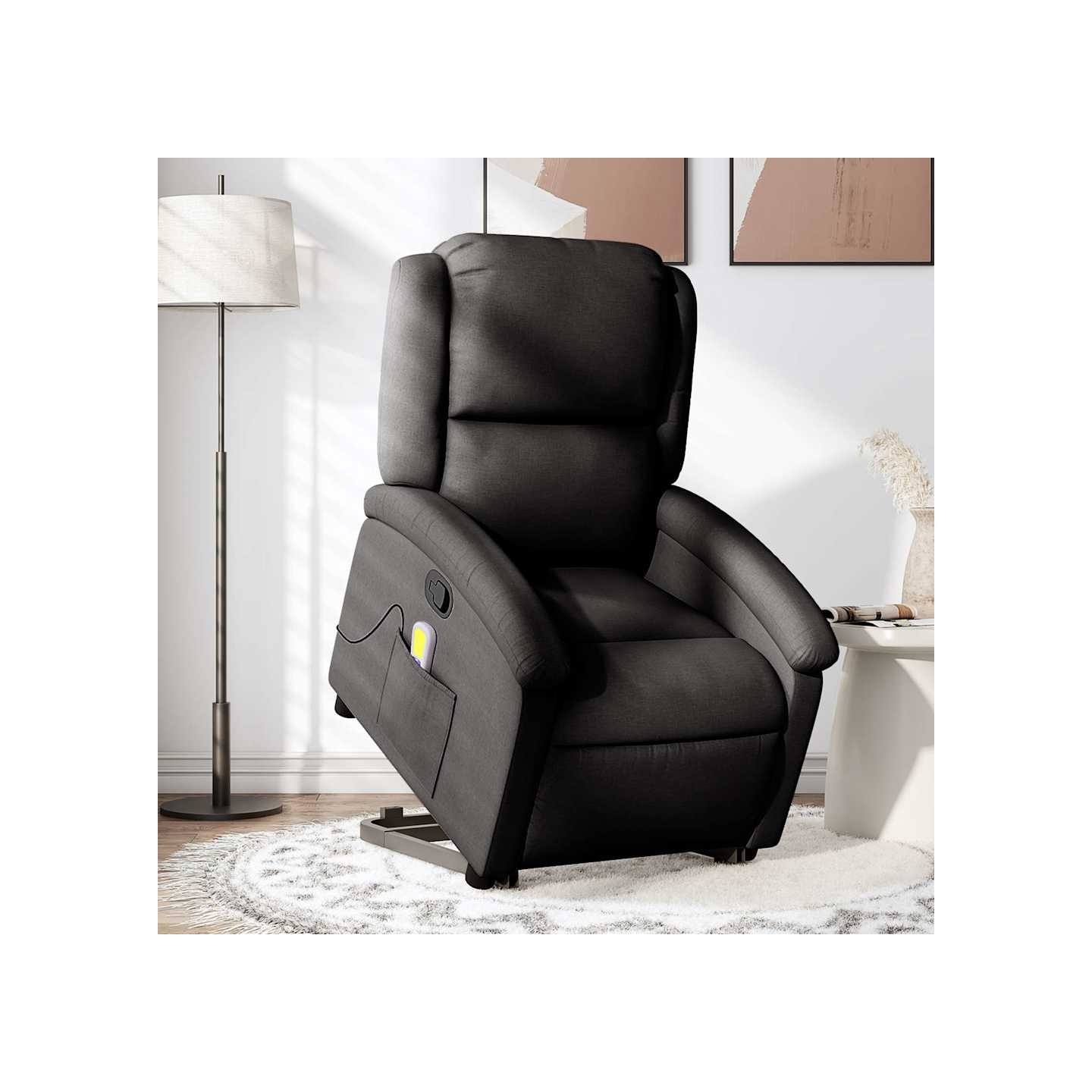 Fauteuil de massage inclinable Noir Tissu