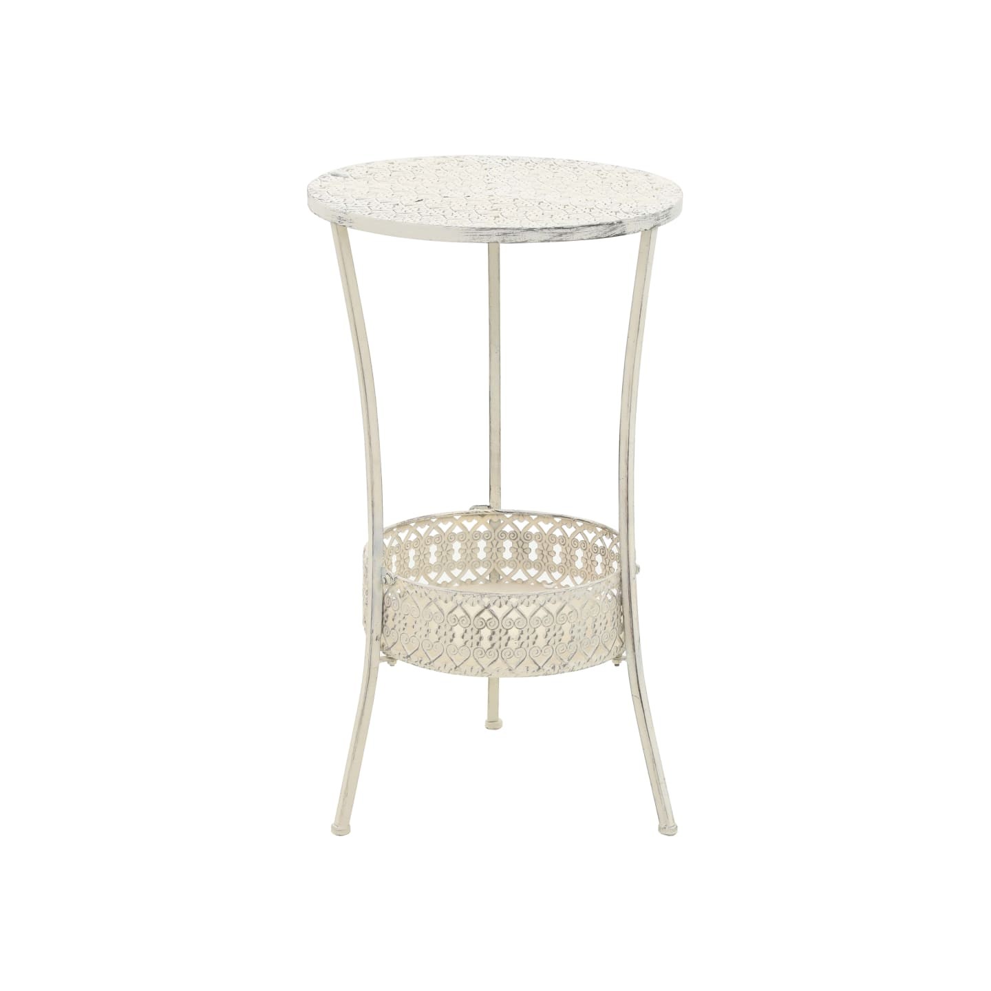 Table de bistro Style vintage Ronde Métal 40x70 cm Blanc