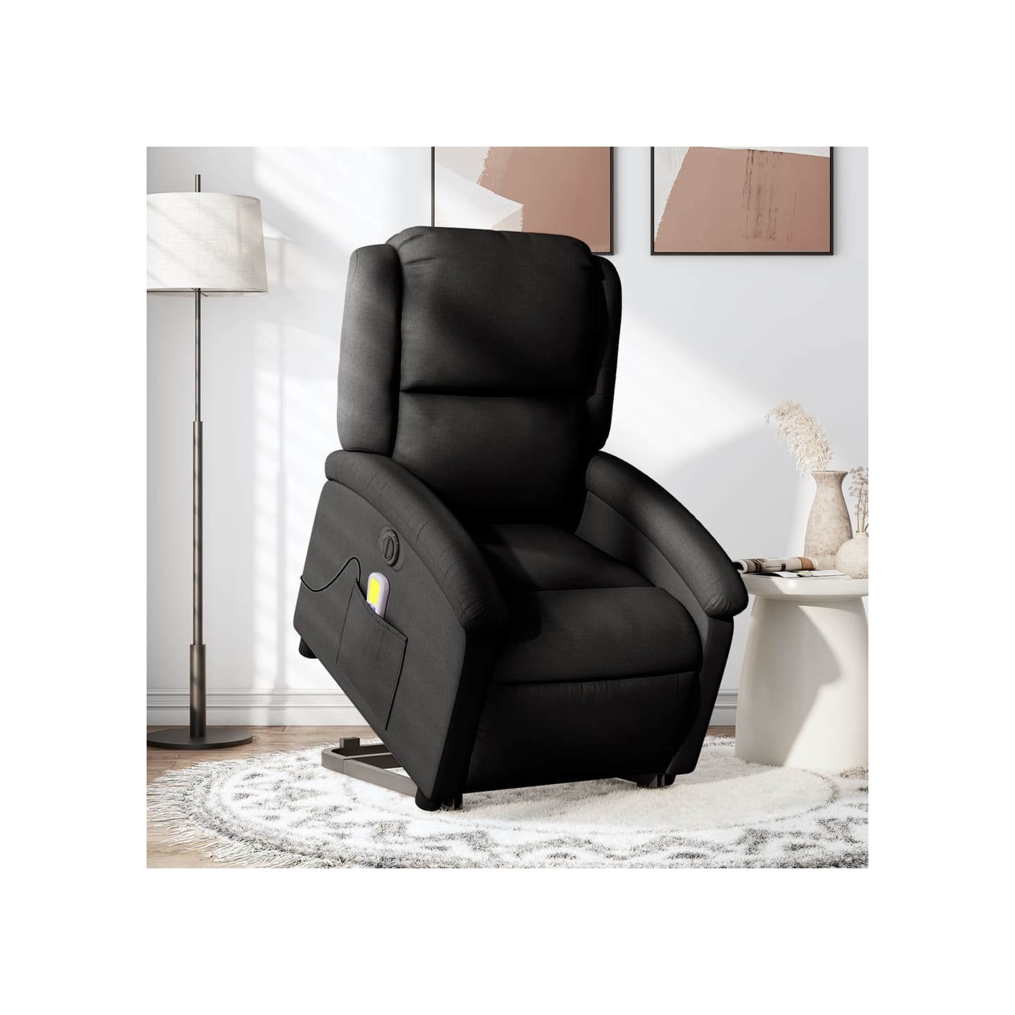 Fauteuil inclinable de massage électrique Noir Tissu