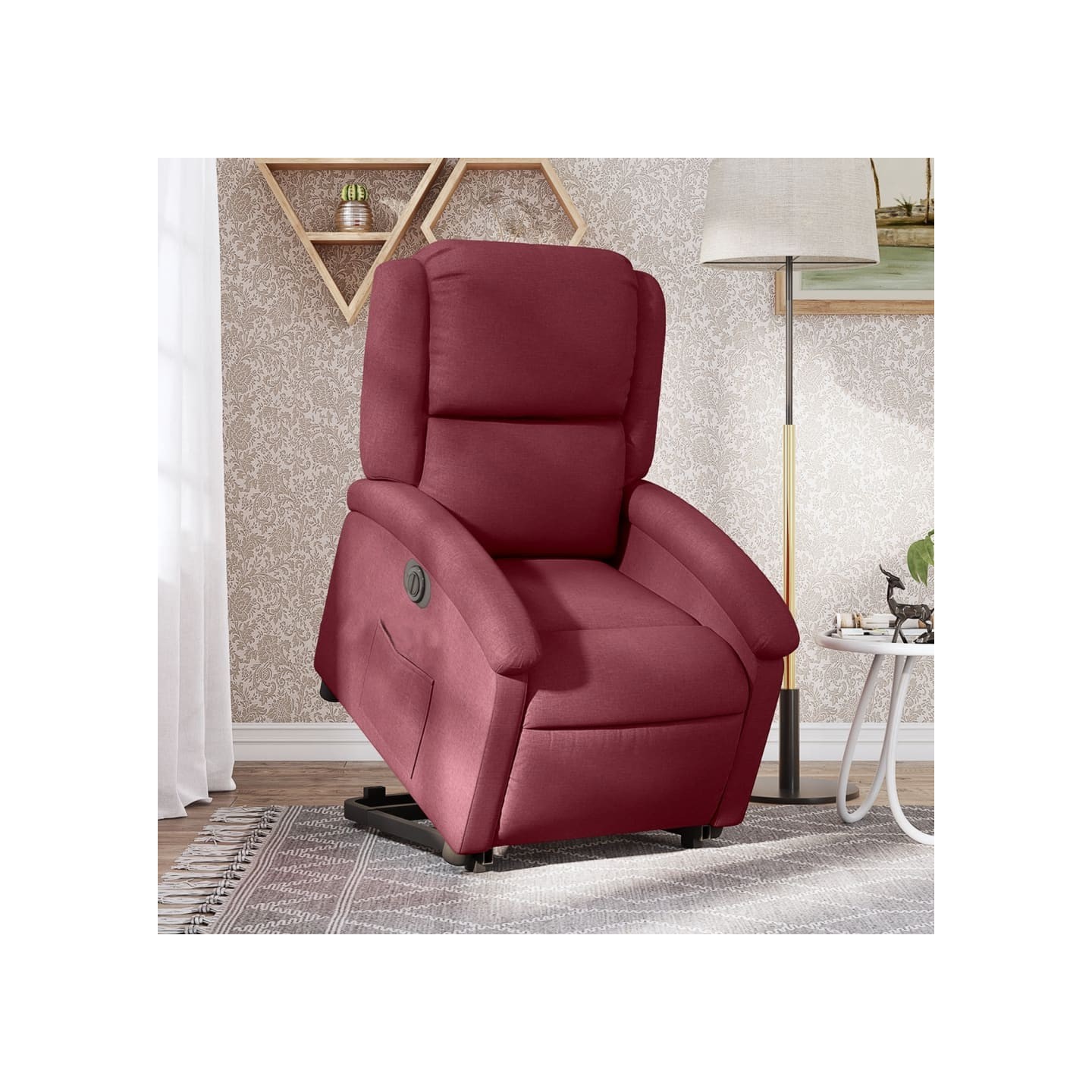 Fauteuil inclinable électrique rouge bordeaux tissu