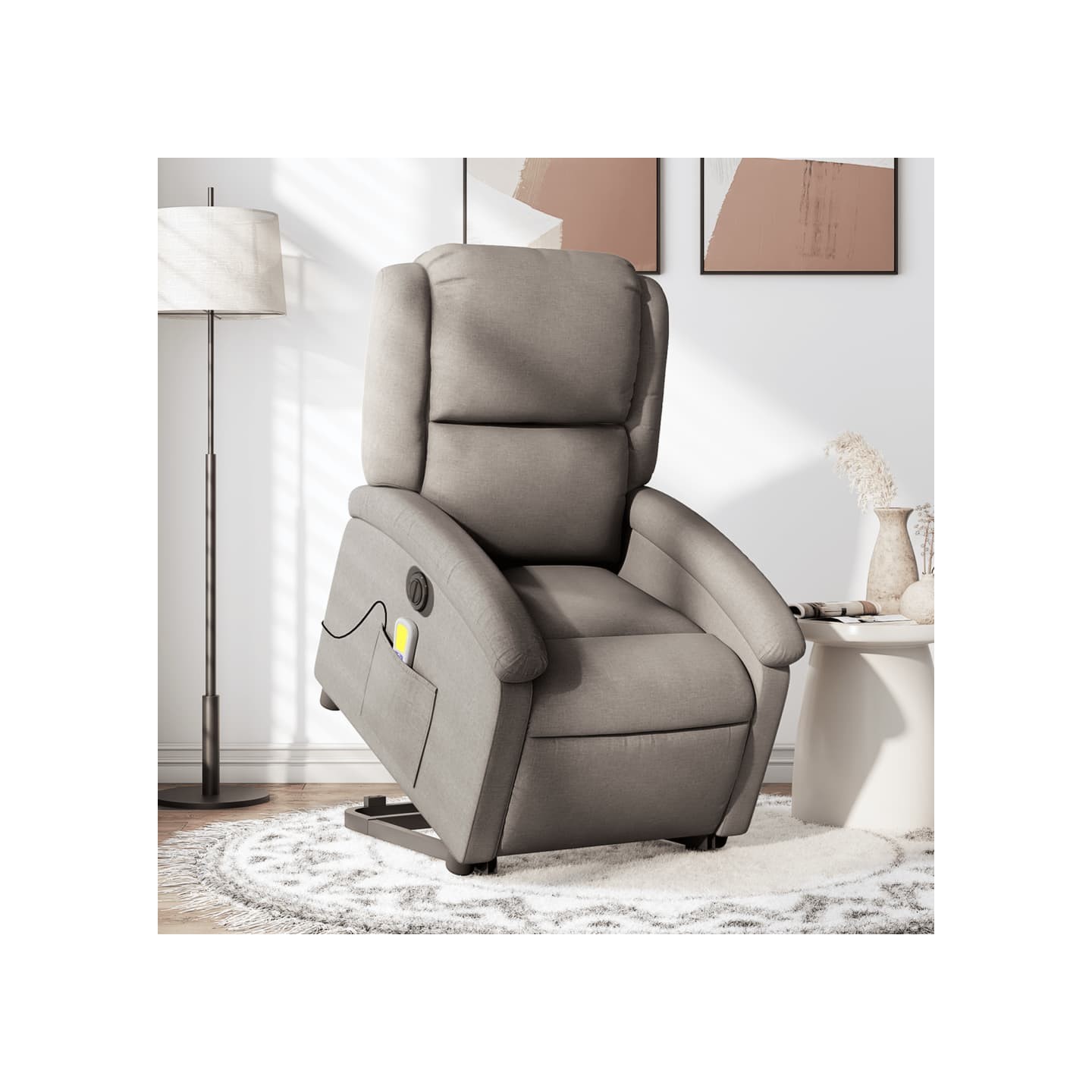 Fauteuil inclinable de massage électrique Taupe Tissu