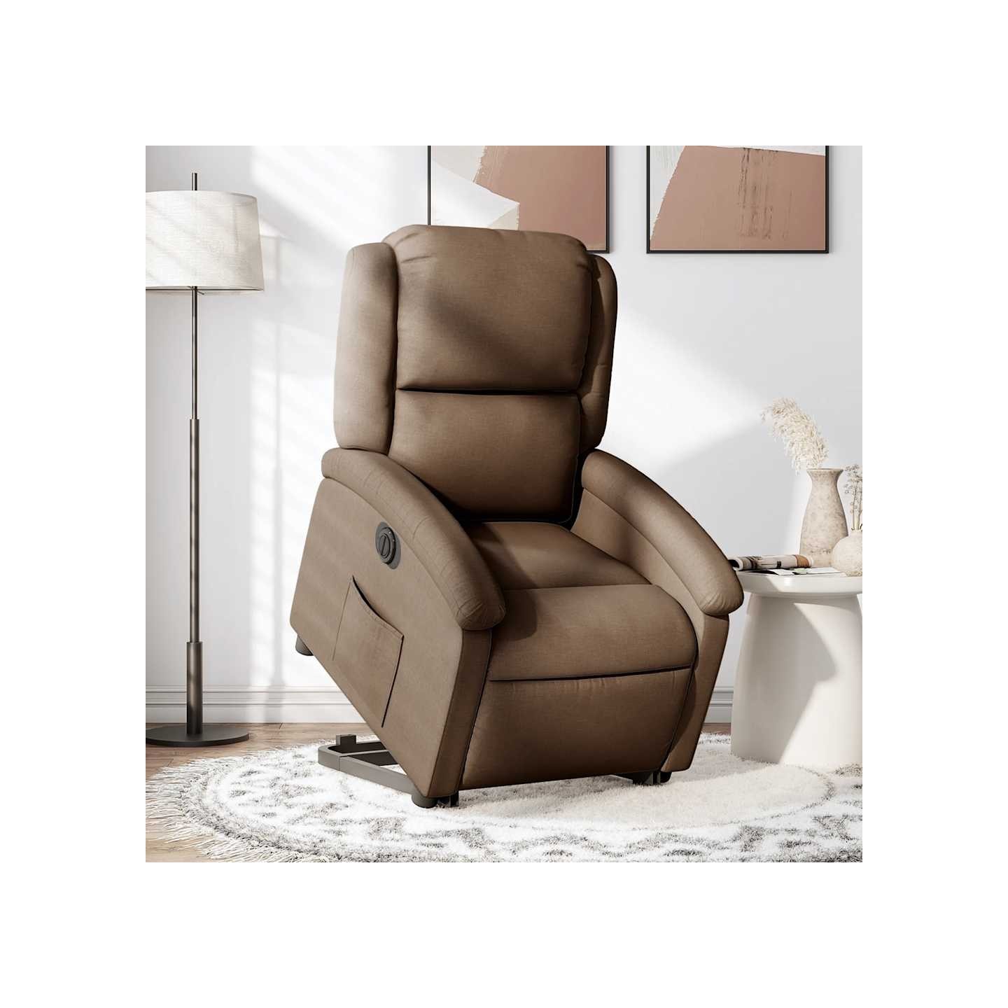 Fauteuil inclinable électrique marron tissu
