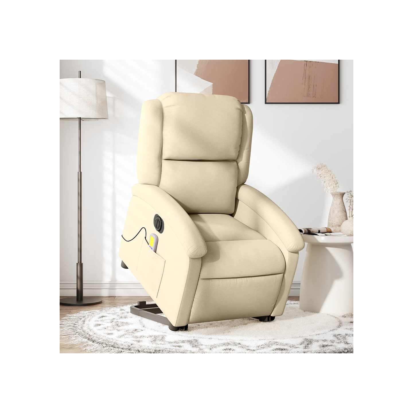 Fauteuil inclinable de massage électrique Crème Tissu