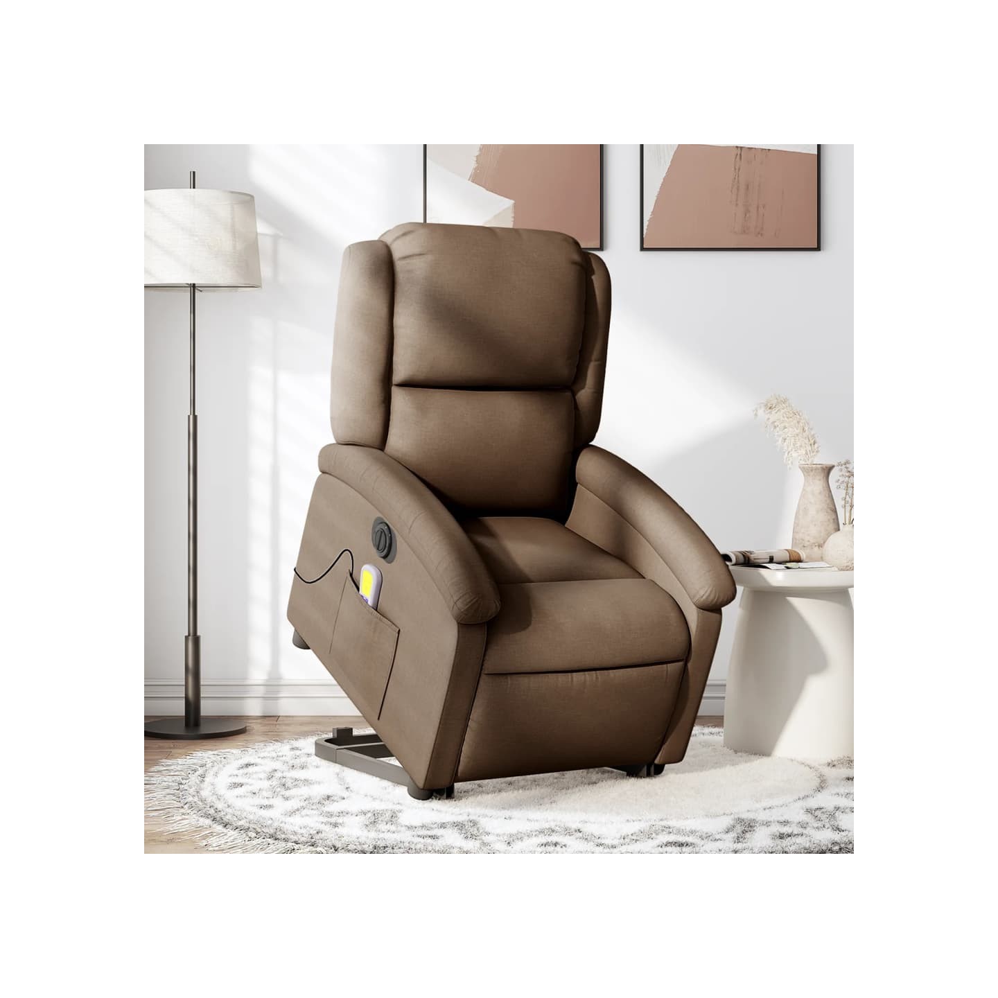 Fauteuil inclinable de massage électrique Marron Tissu