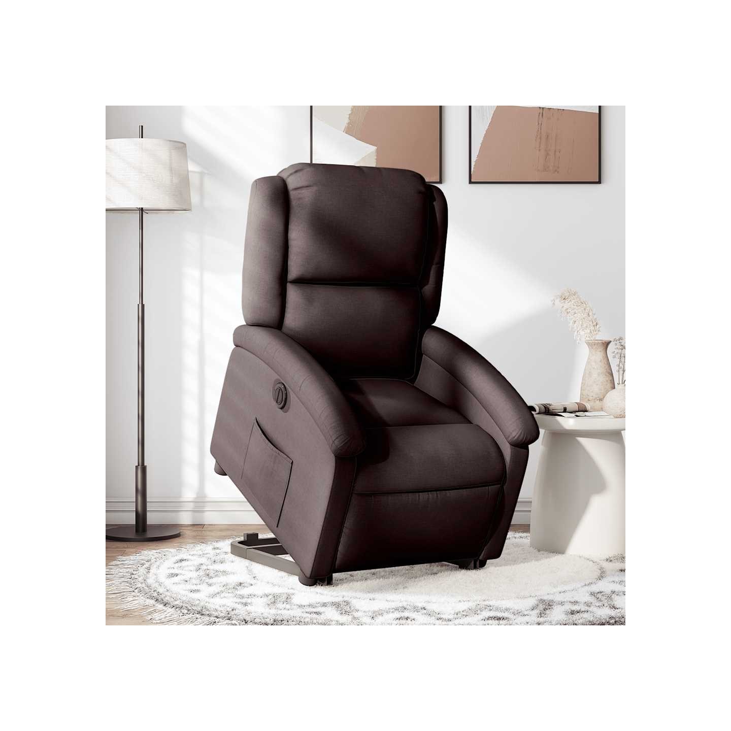 Fauteuil inclinable électrique marron foncé tissu