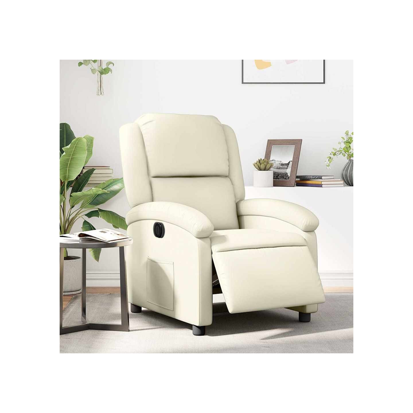 Fauteuil inclinable électrique Crème Similicuir