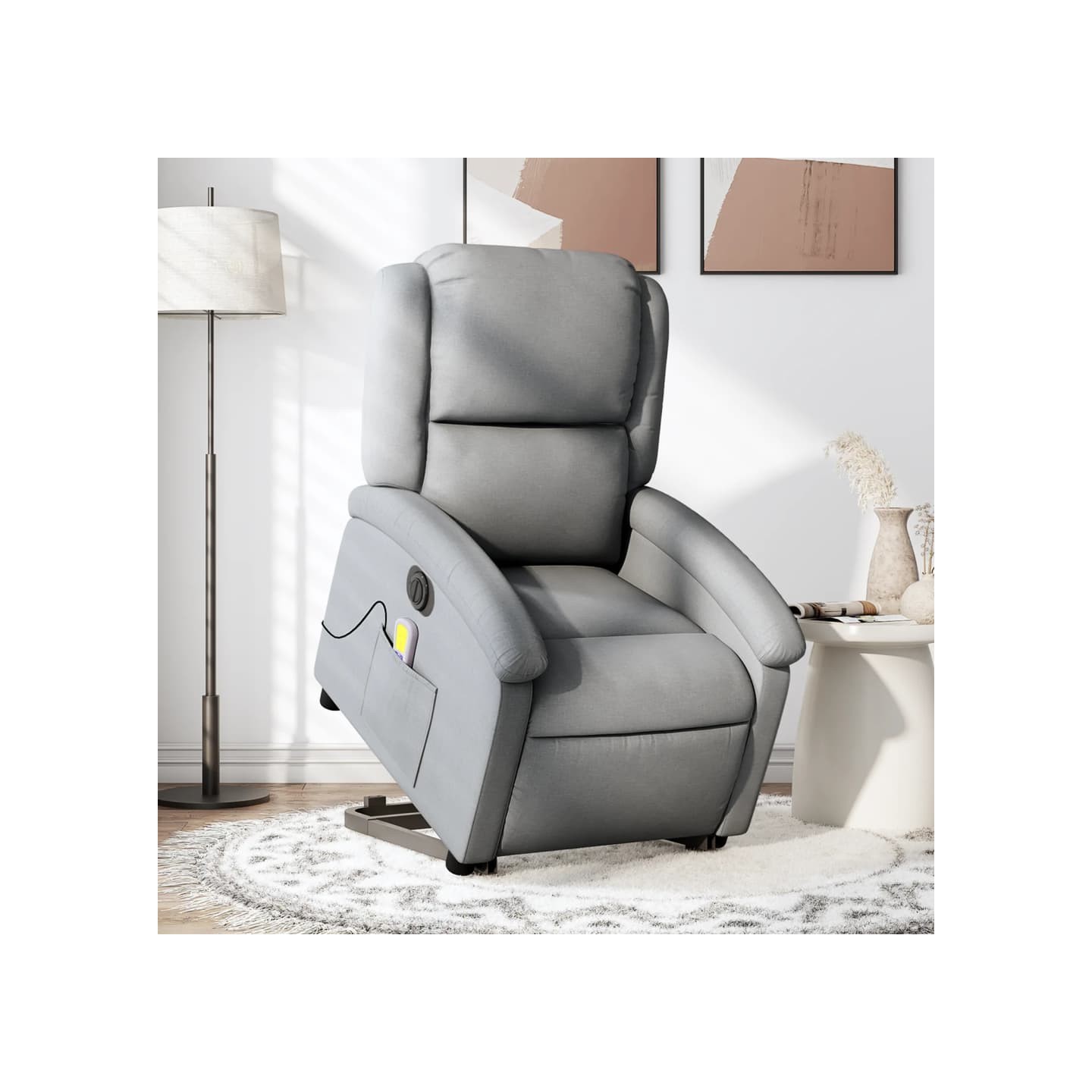 Fauteuil inclinable de massage électrique Gris clair Tissu