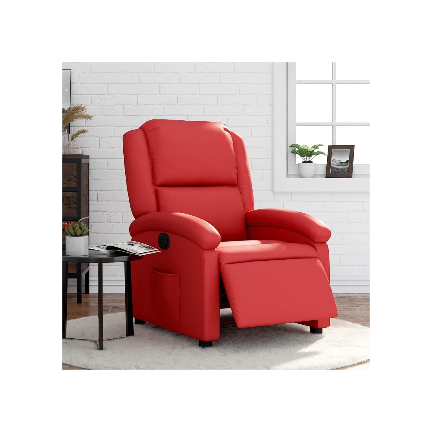 Fauteuil inclinable électrique Rouge Similicuir