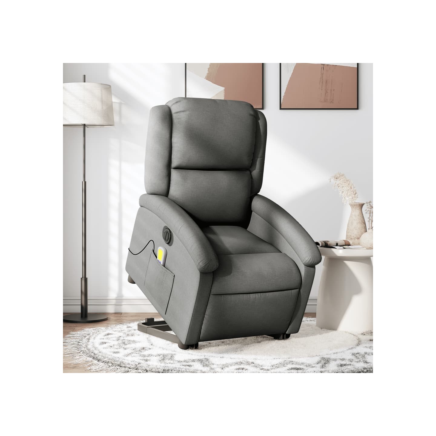 Fauteuil inclinable de massage électrique Gris foncé Tissu