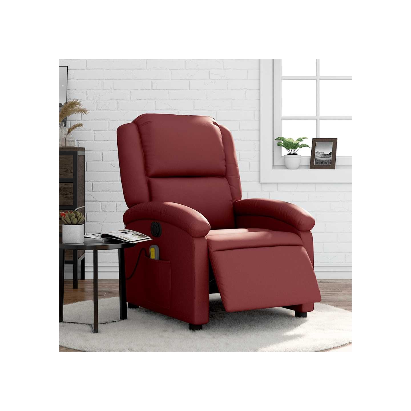 Fauteuil de massage inclinable électrique rouge bordeaux