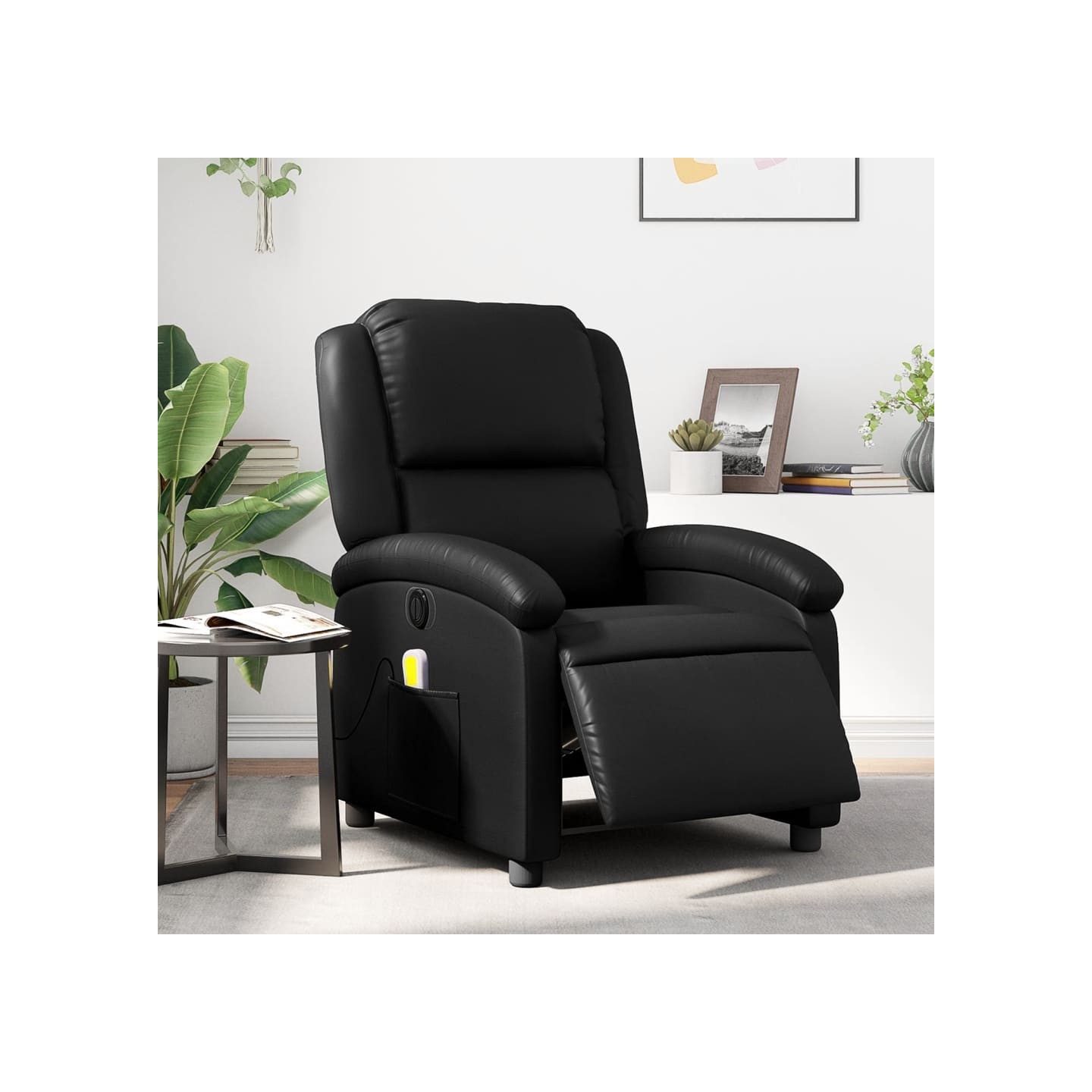 Fauteuil de massage inclinable électrique noir similicuir