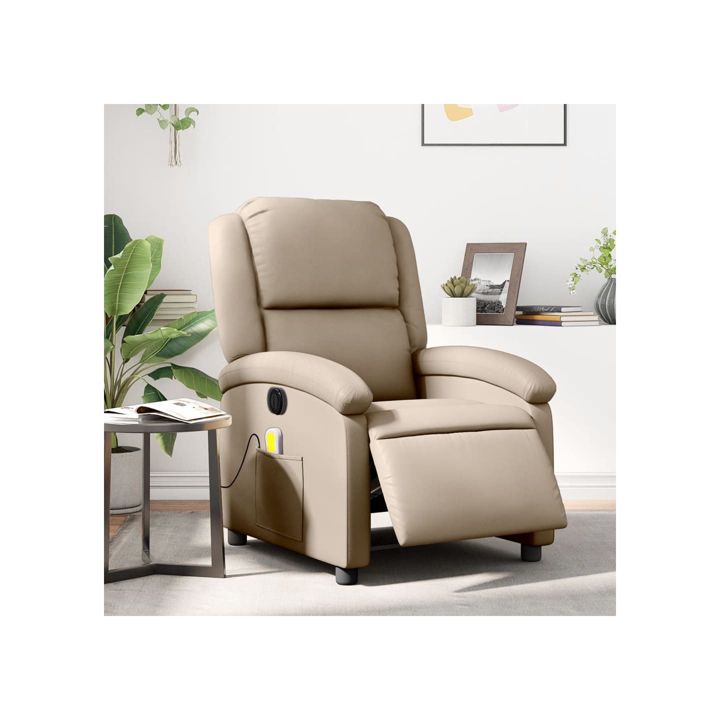 Fauteuil de massage inclinable électrique cappuccino similicuir