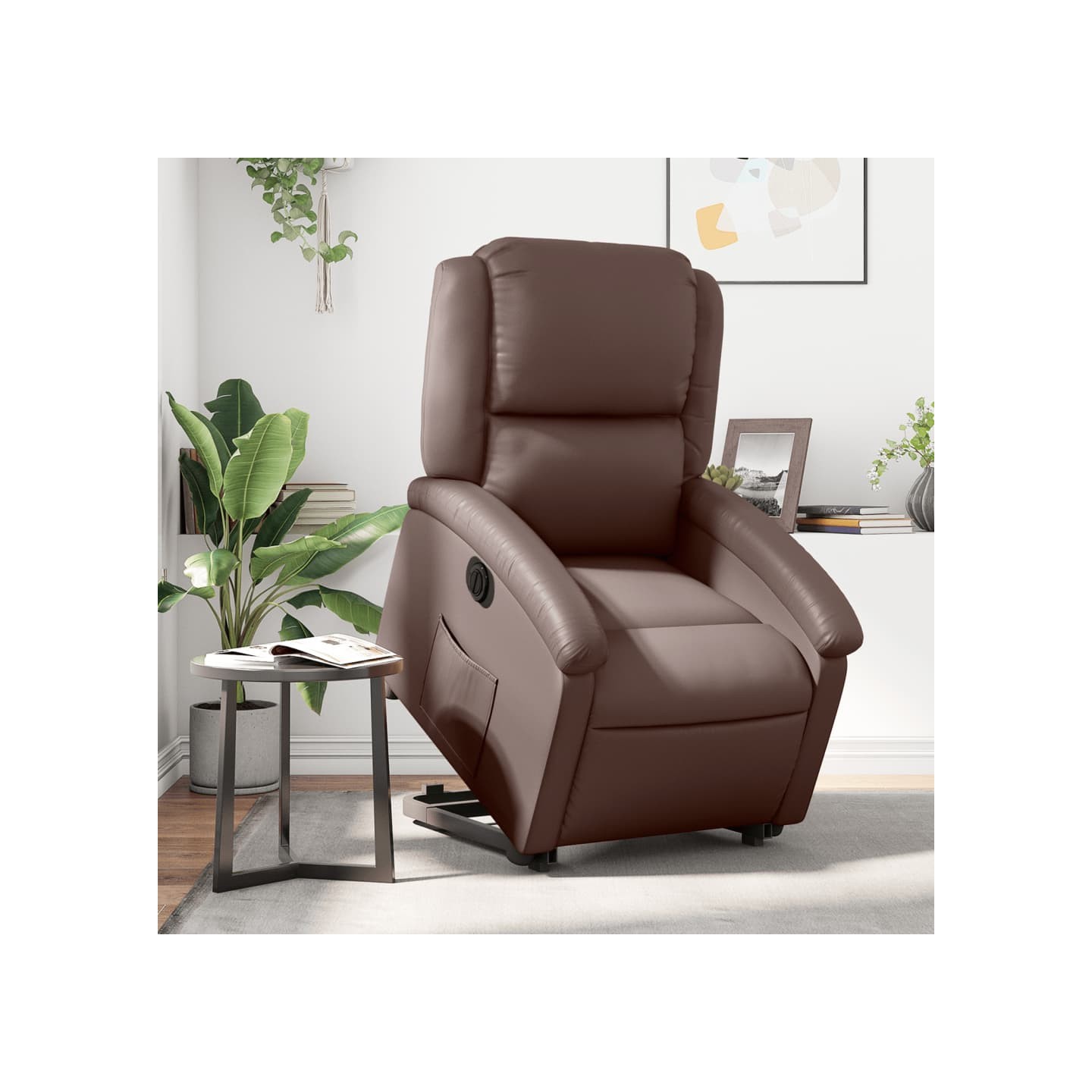 Fauteuil inclinable électrique marron similicuir