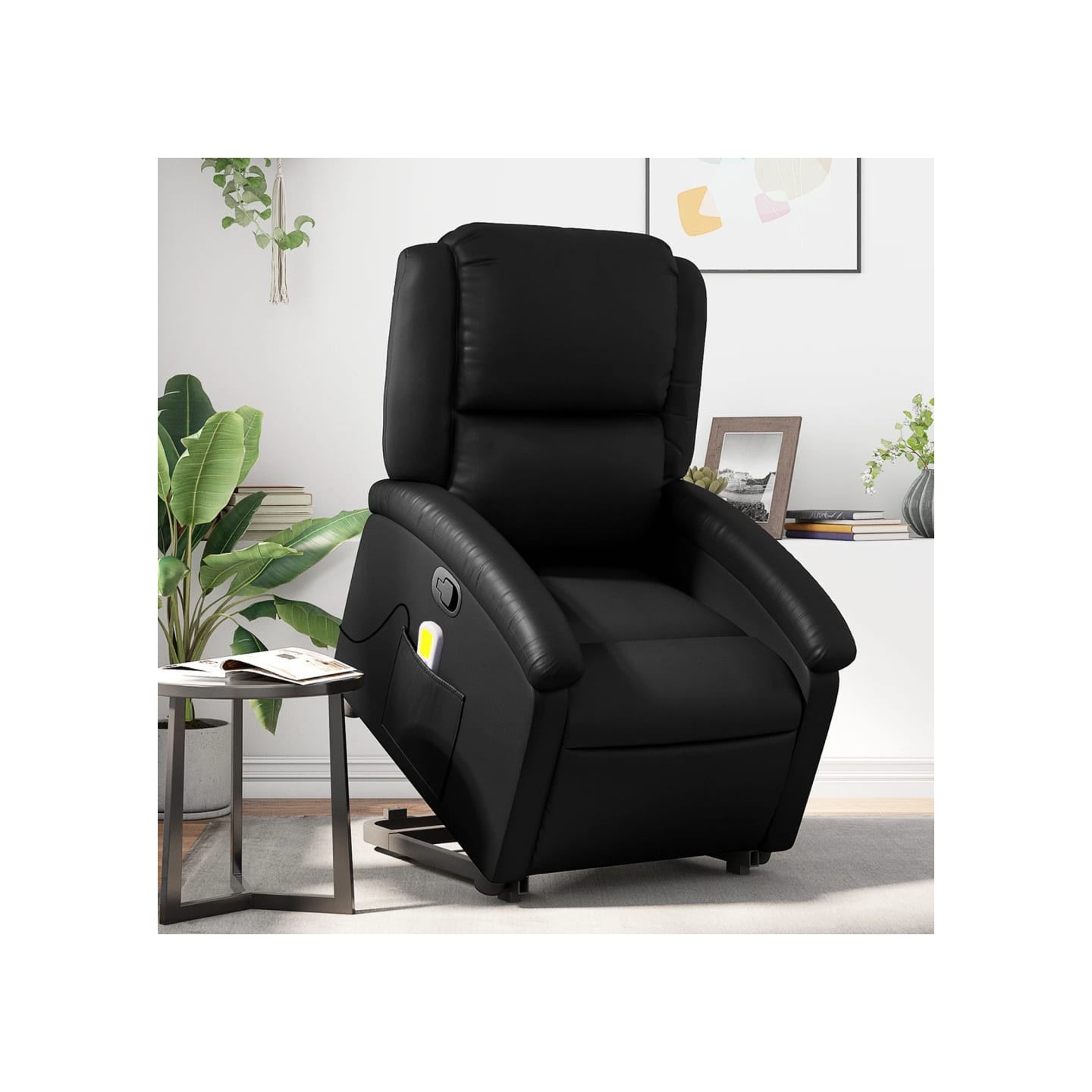 Fauteuil inclinable de massage Noir Similicuir