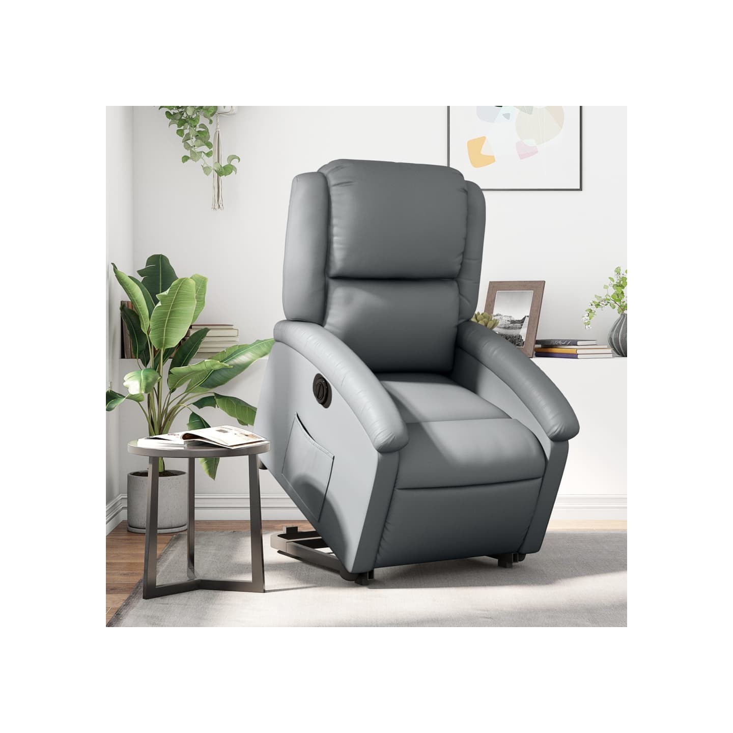 Fauteuil inclinable électrique gris similicuir