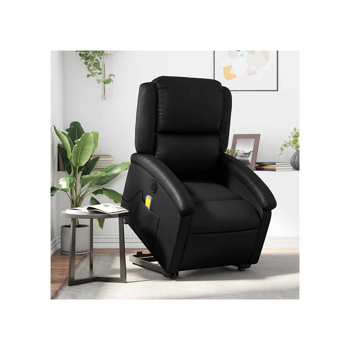 Fauteuil inclinable de massage électrique noir similicuir