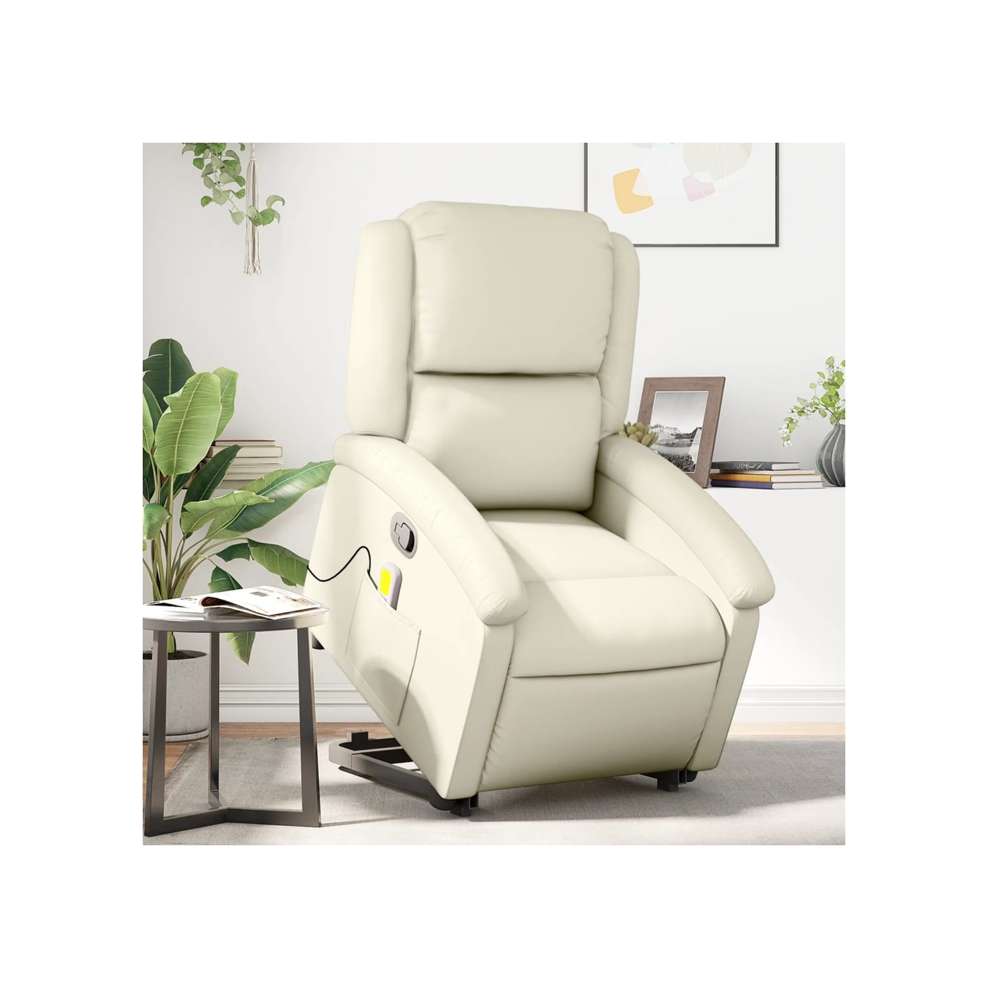 Fauteuil inclinable de massage Crème Similicuir