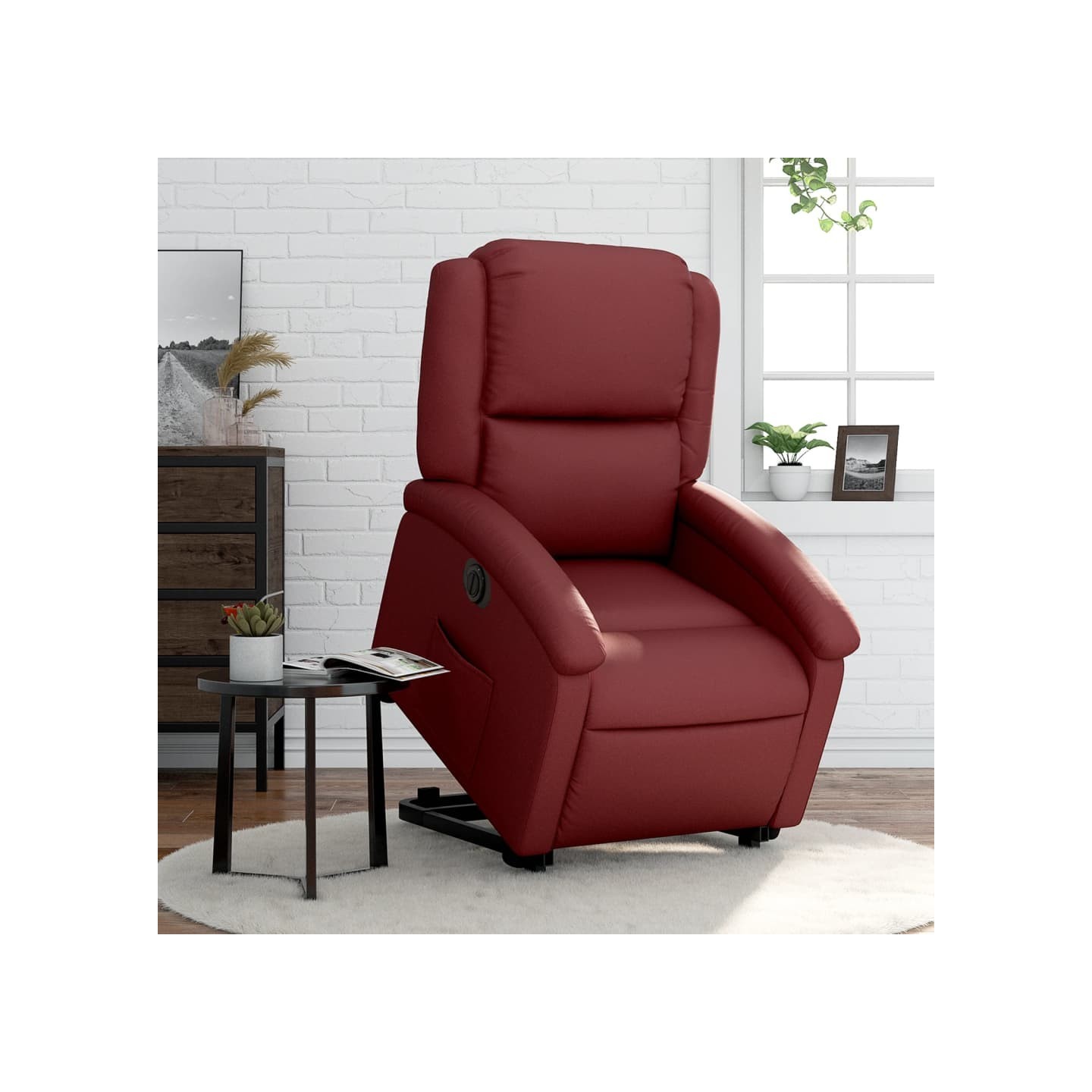Fauteuil inclinable électrique rouge bordeaux similicuir