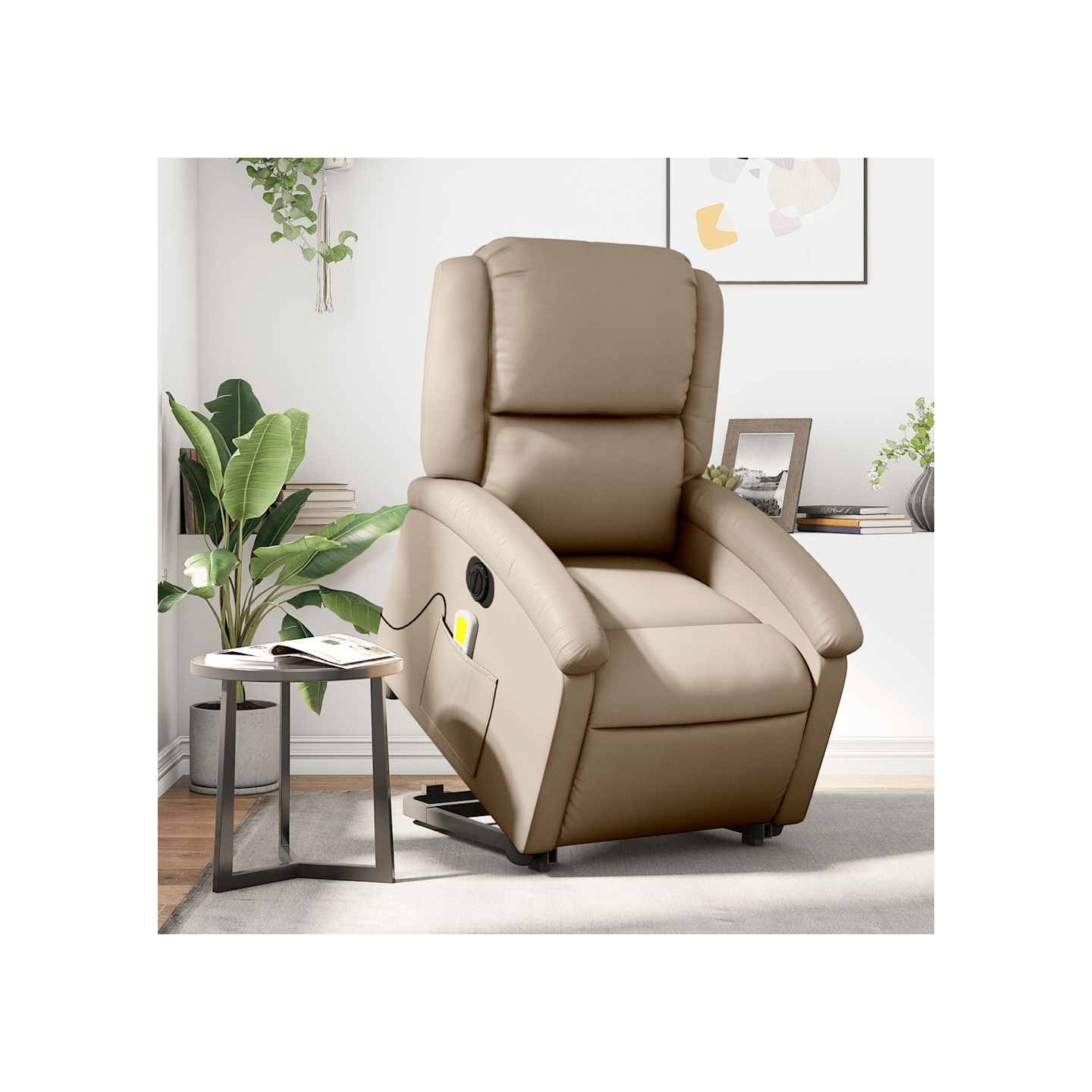 Fauteuil inclinable de massage électrique cappuccino similicuir