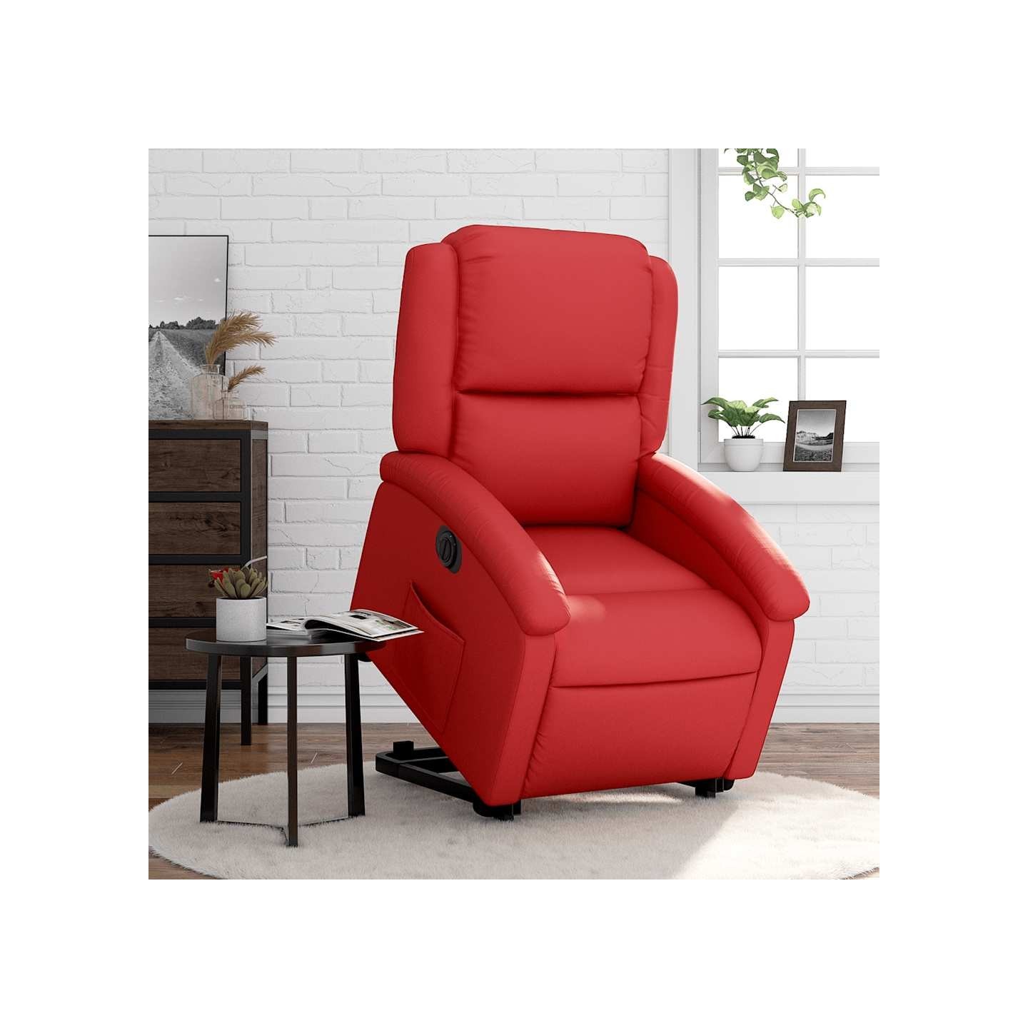 Fauteuil inclinable électrique rouge similicuir