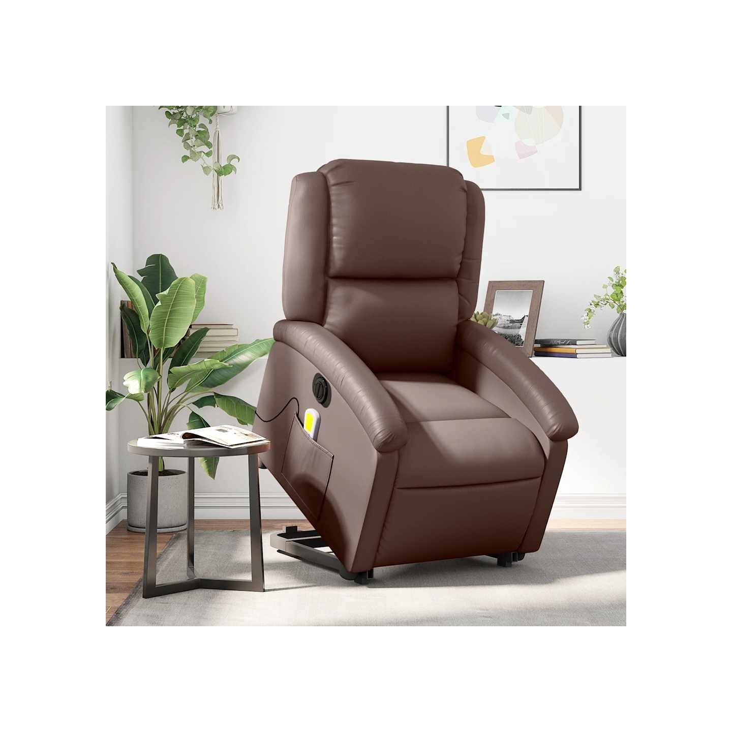 Fauteuil inclinable de massage électrique marron similicuir