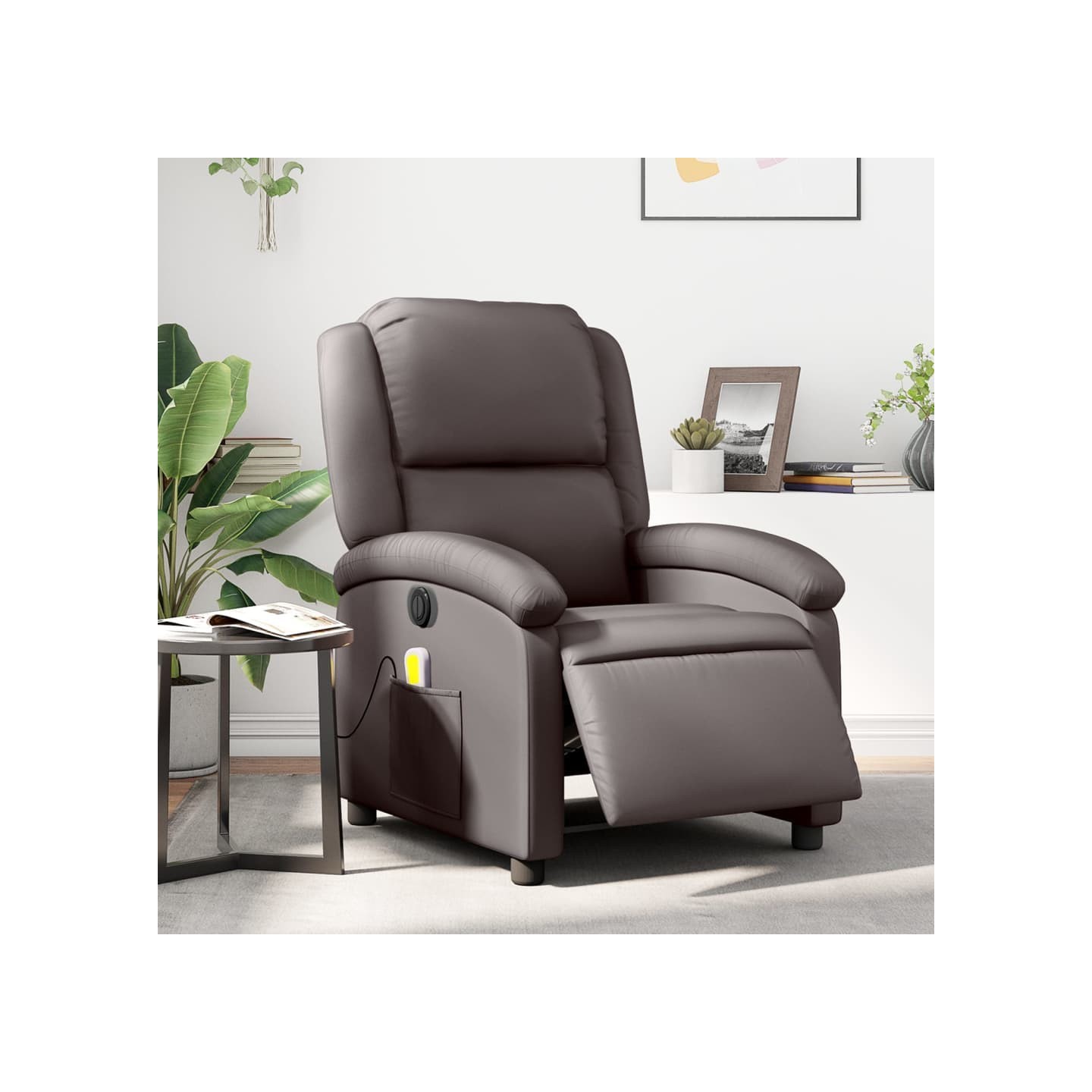 Fauteuil de massage inclinable électrique marron foncé