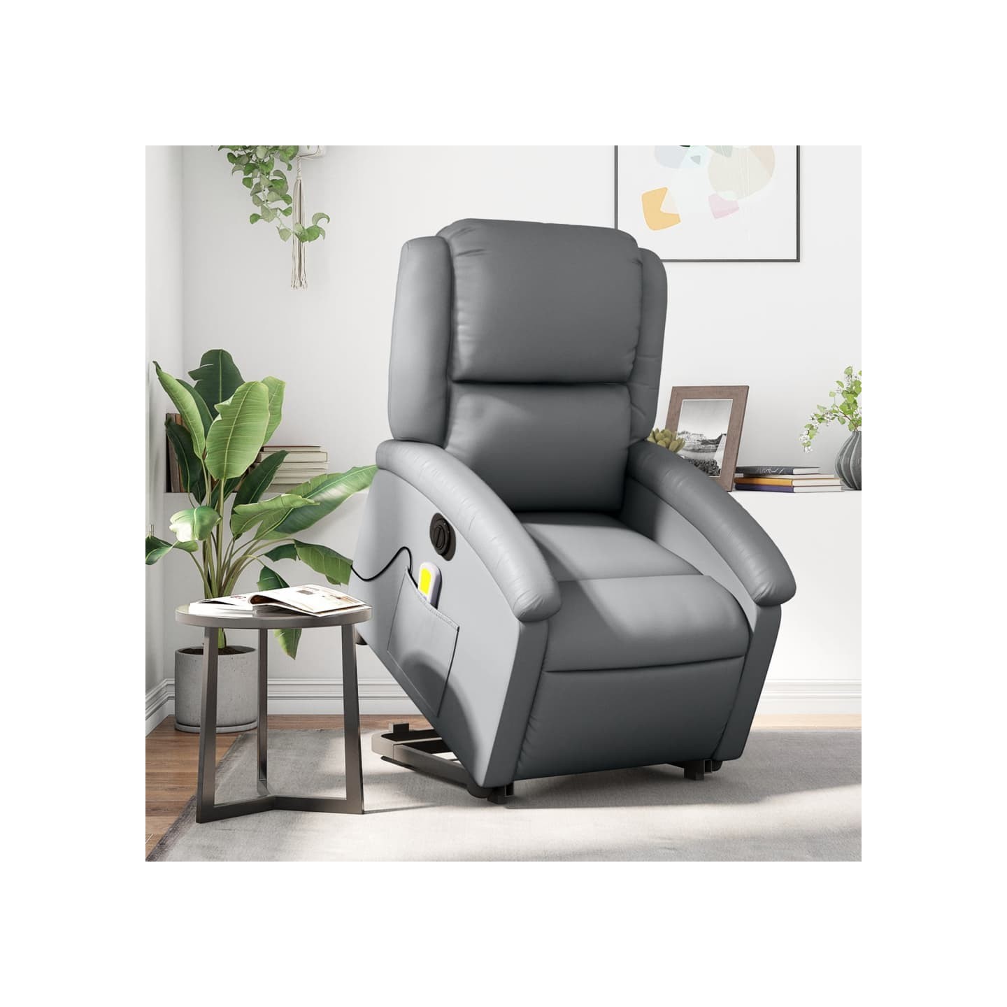 Fauteuil inclinable de massage électrique gris similicuir