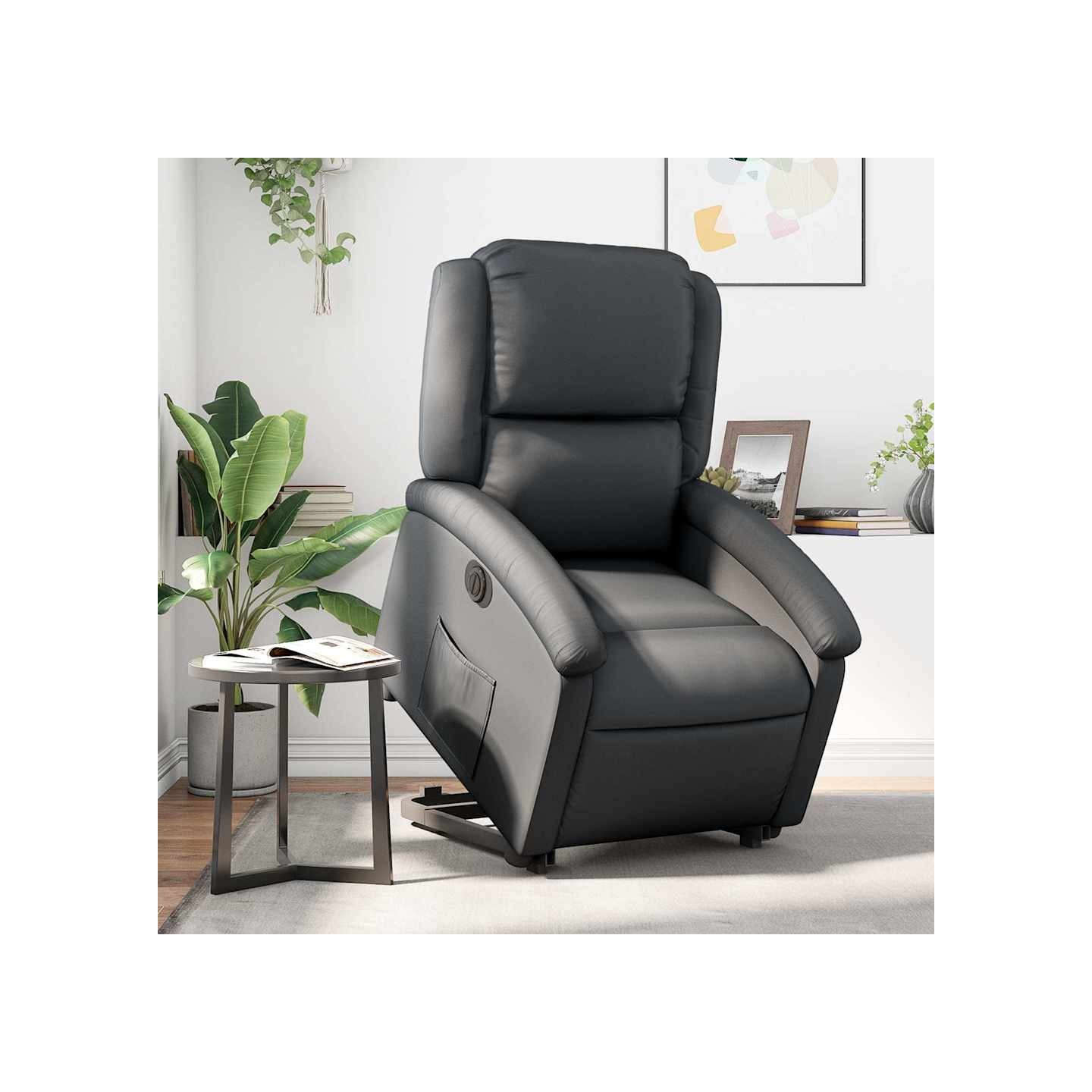 Fauteuil inclinable électrique noir cuir véritable