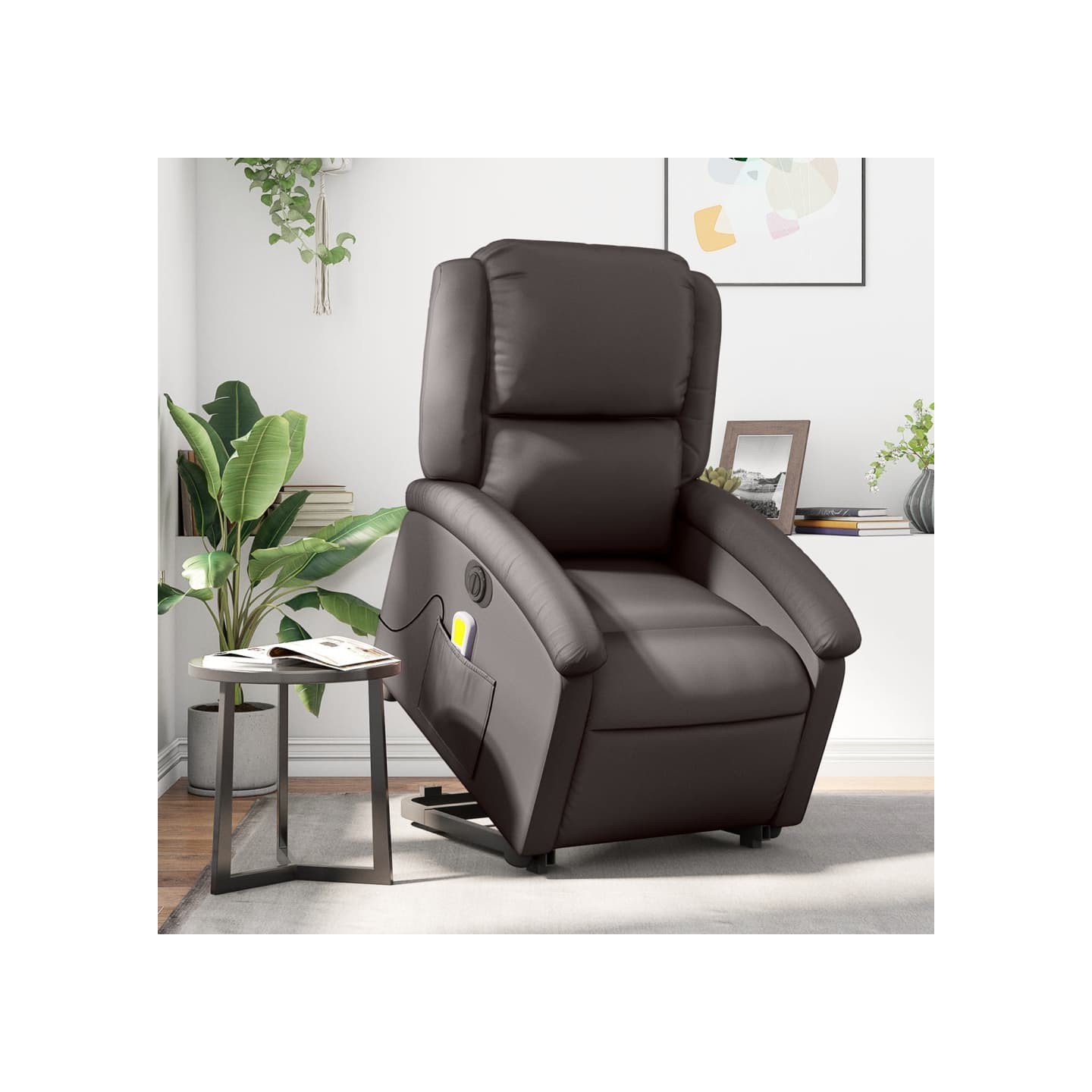 Fauteuil inclinable de massage électrique marron foncé
