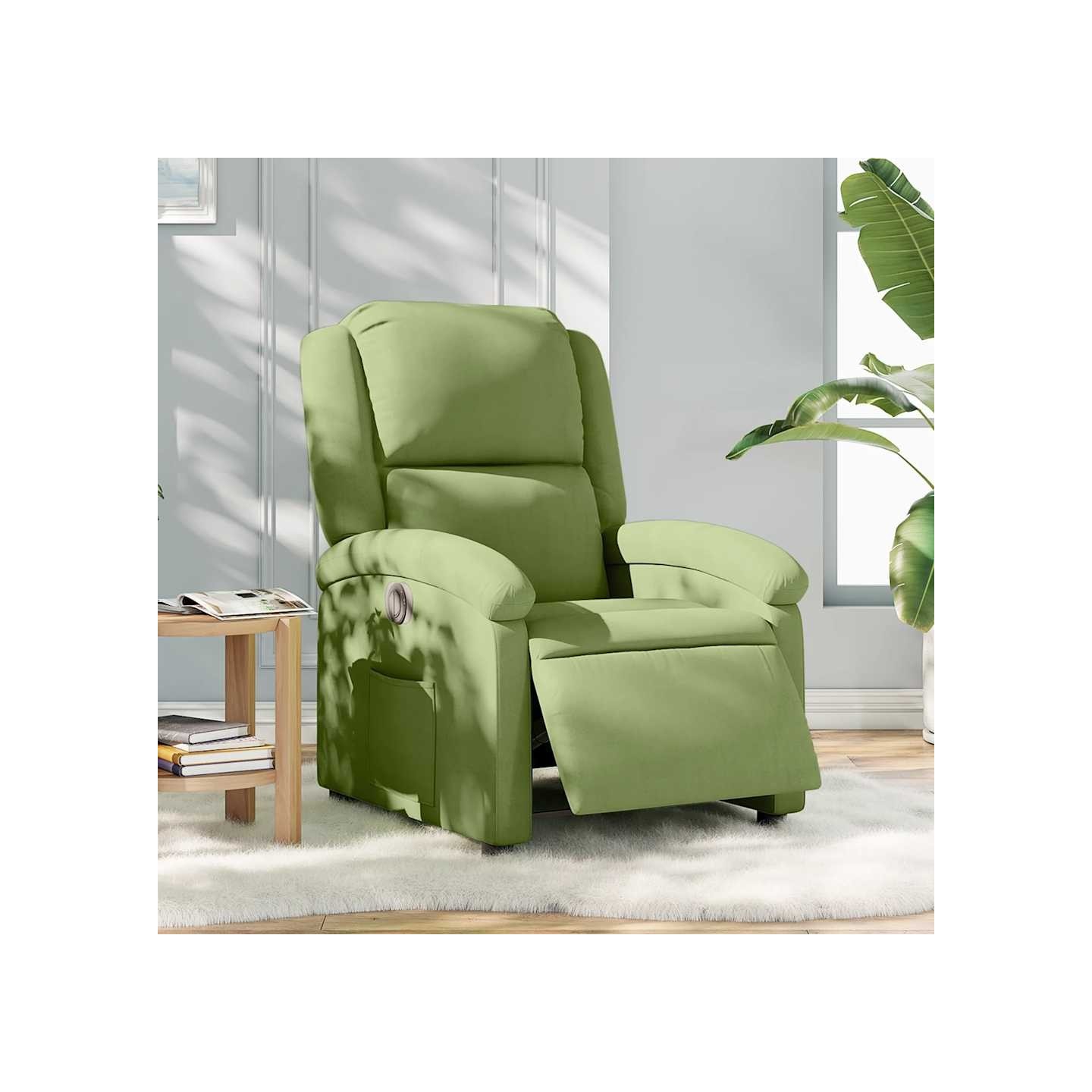 Fauteuil inclinable électrique vert clair velours