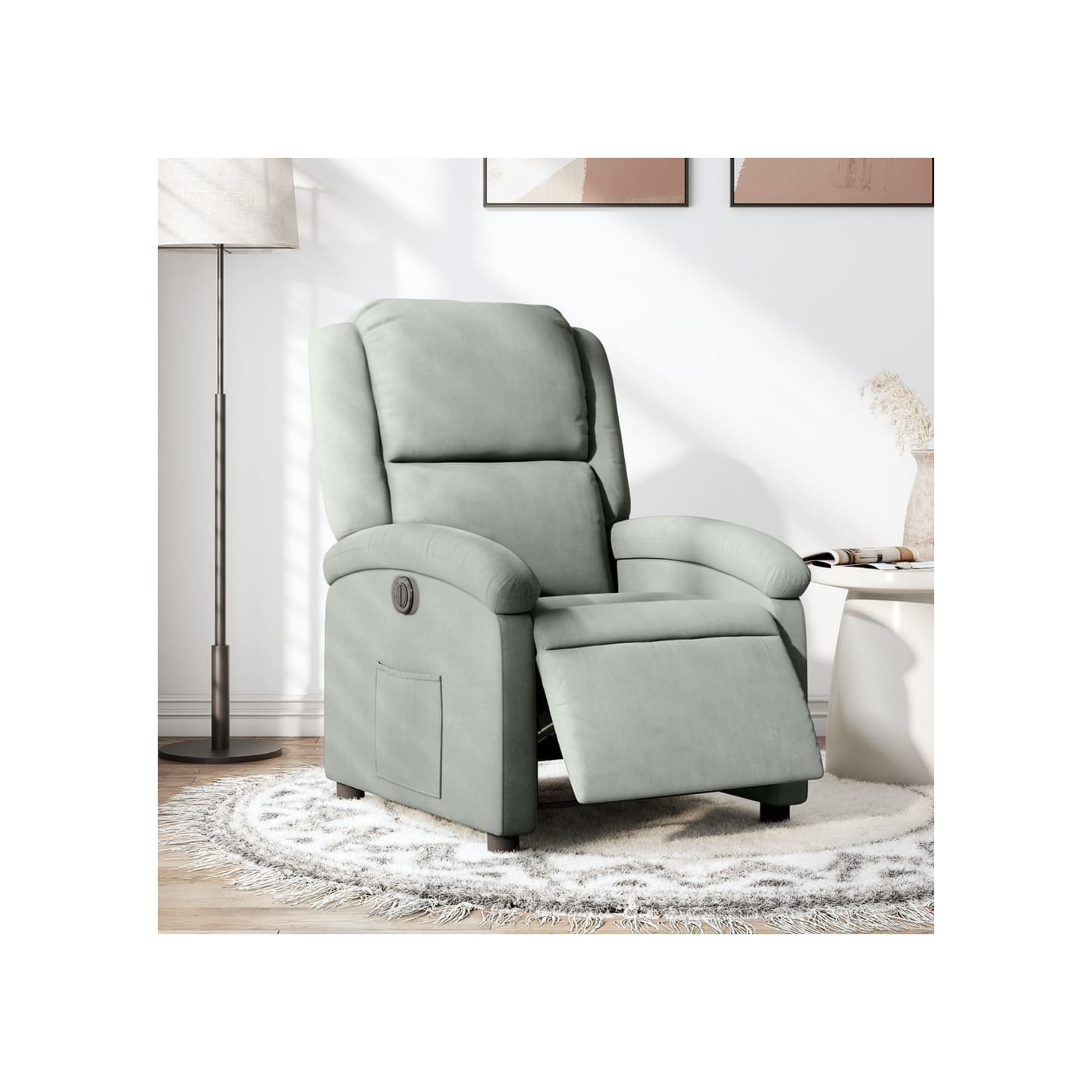 Fauteuil inclinable électrique gris clair velours