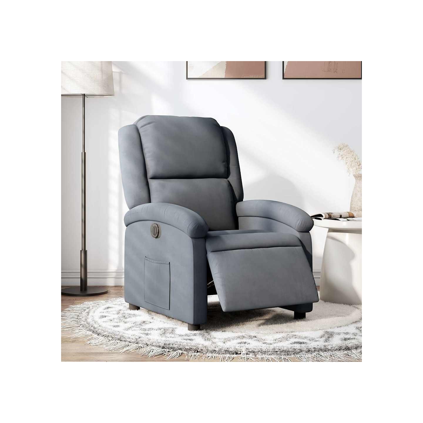 Fauteuil inclinable électrique Gris foncé Velours