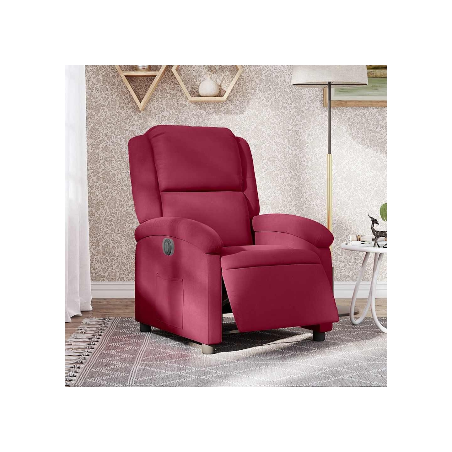 Fauteuil inclinable électrique rouge bordeaux velours