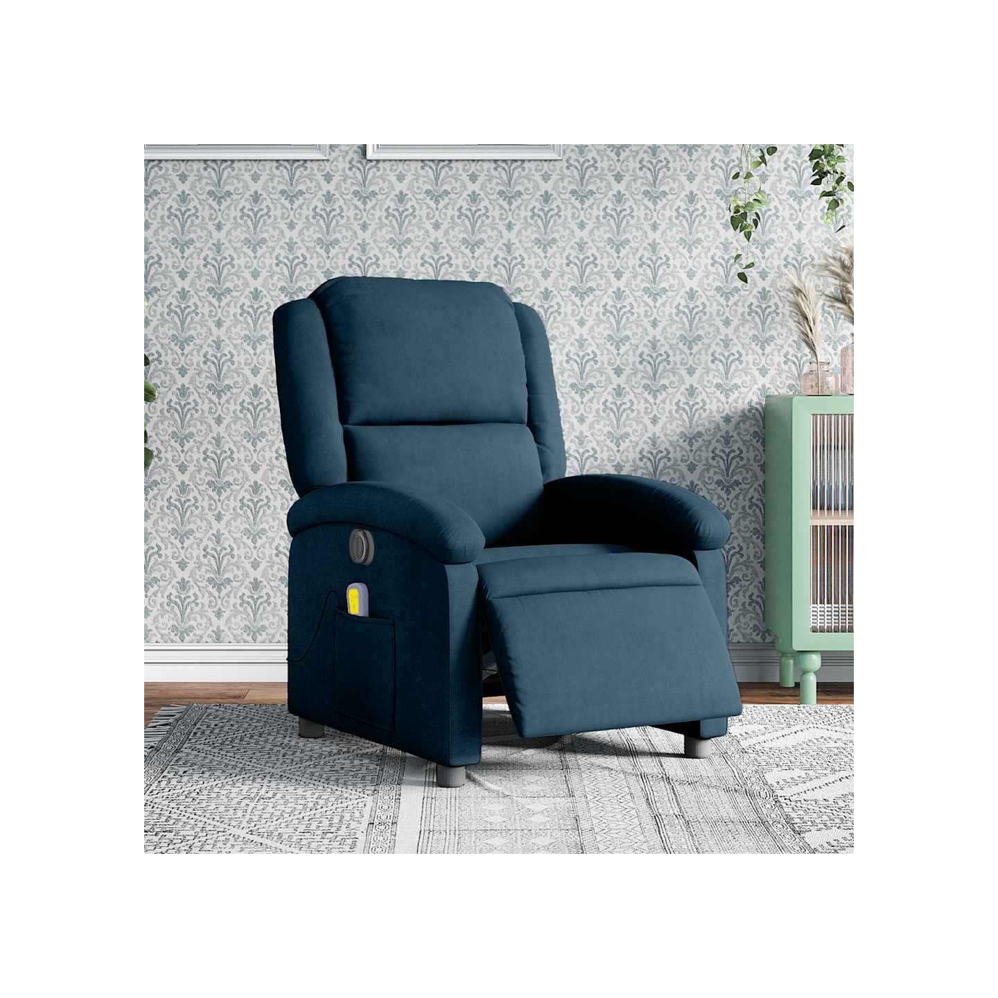 Fauteuil inclinable de massage électrique bleu velours