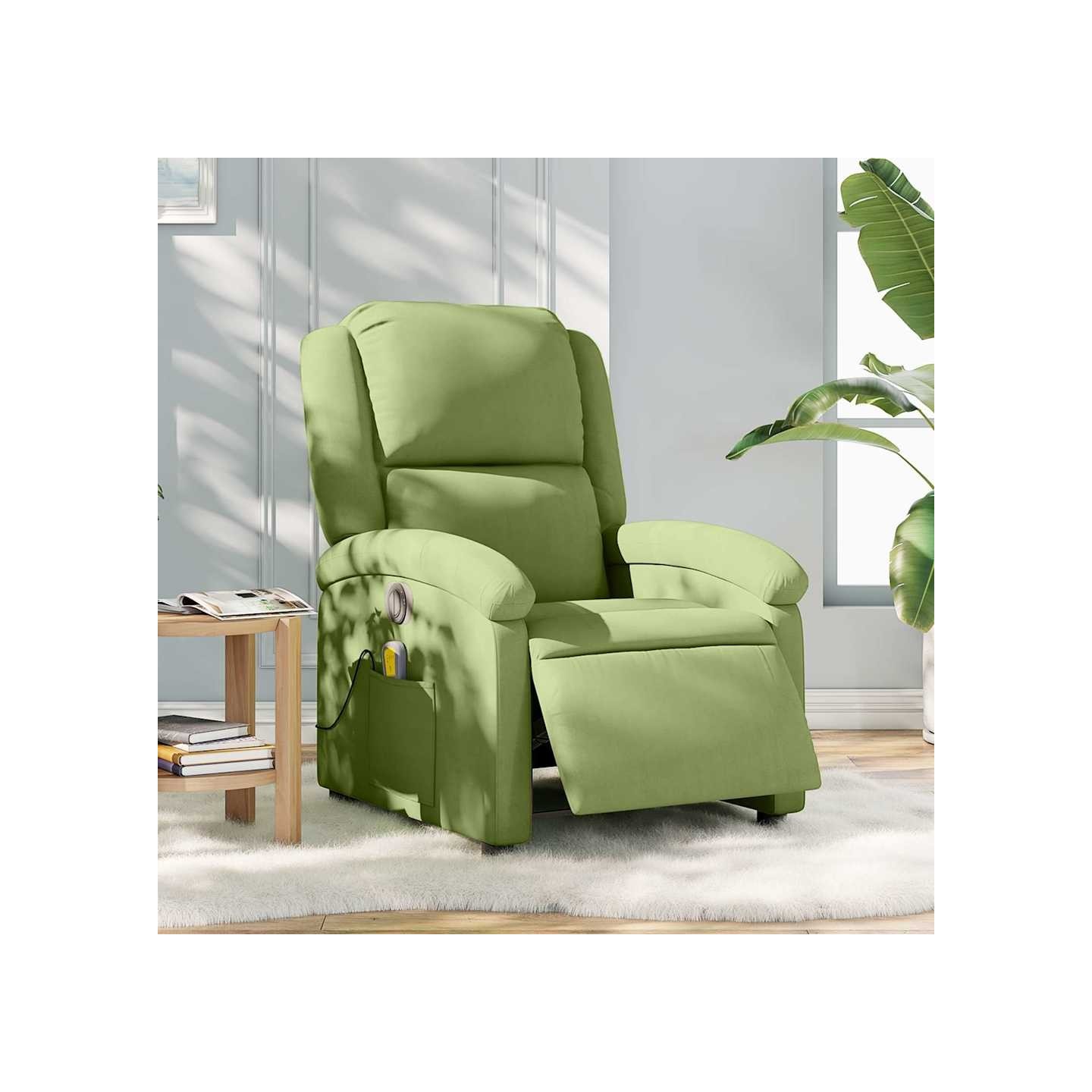 Fauteuil inclinable de massage électrique vert clair velours