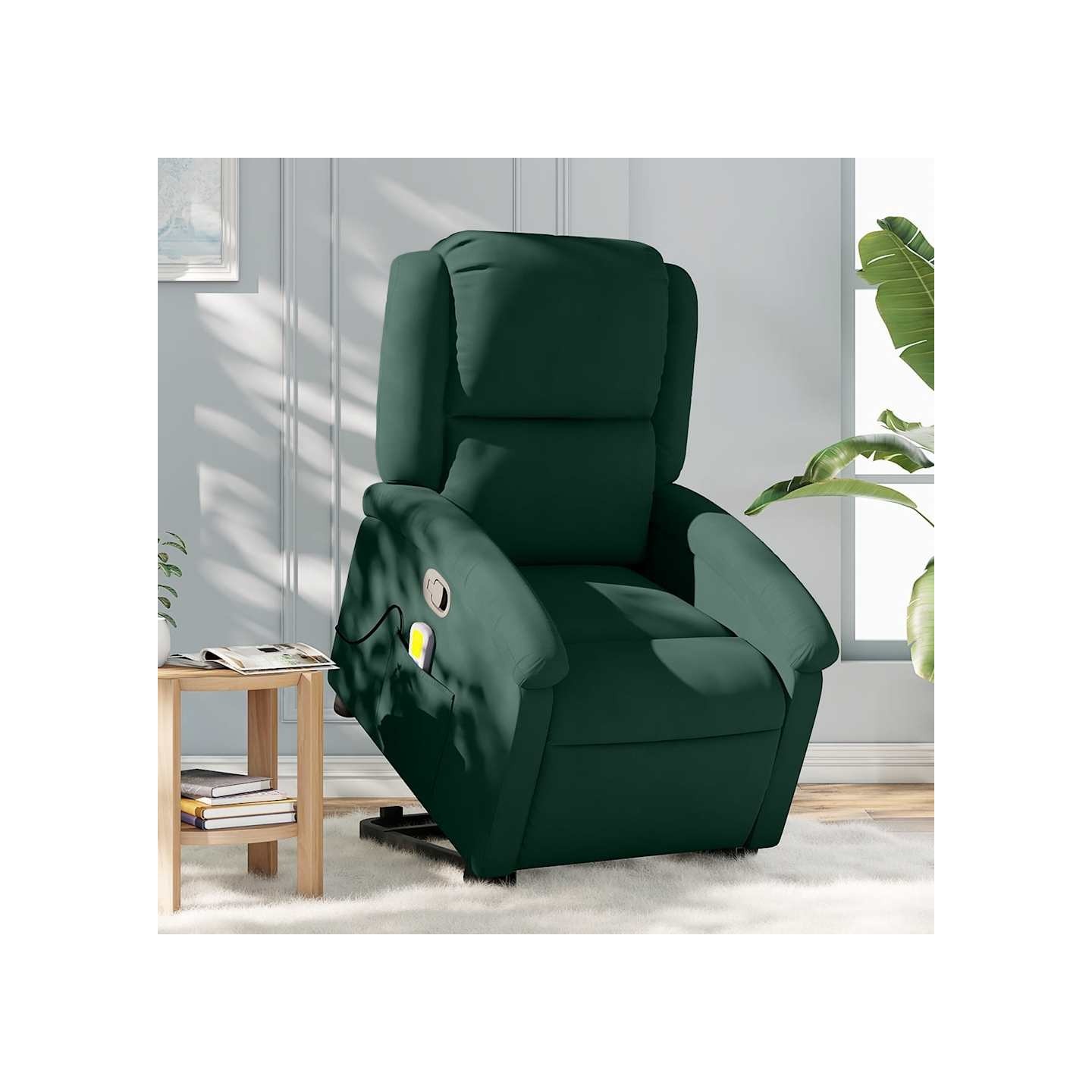 Fauteuil de massage inclinable Vert foncé Velours