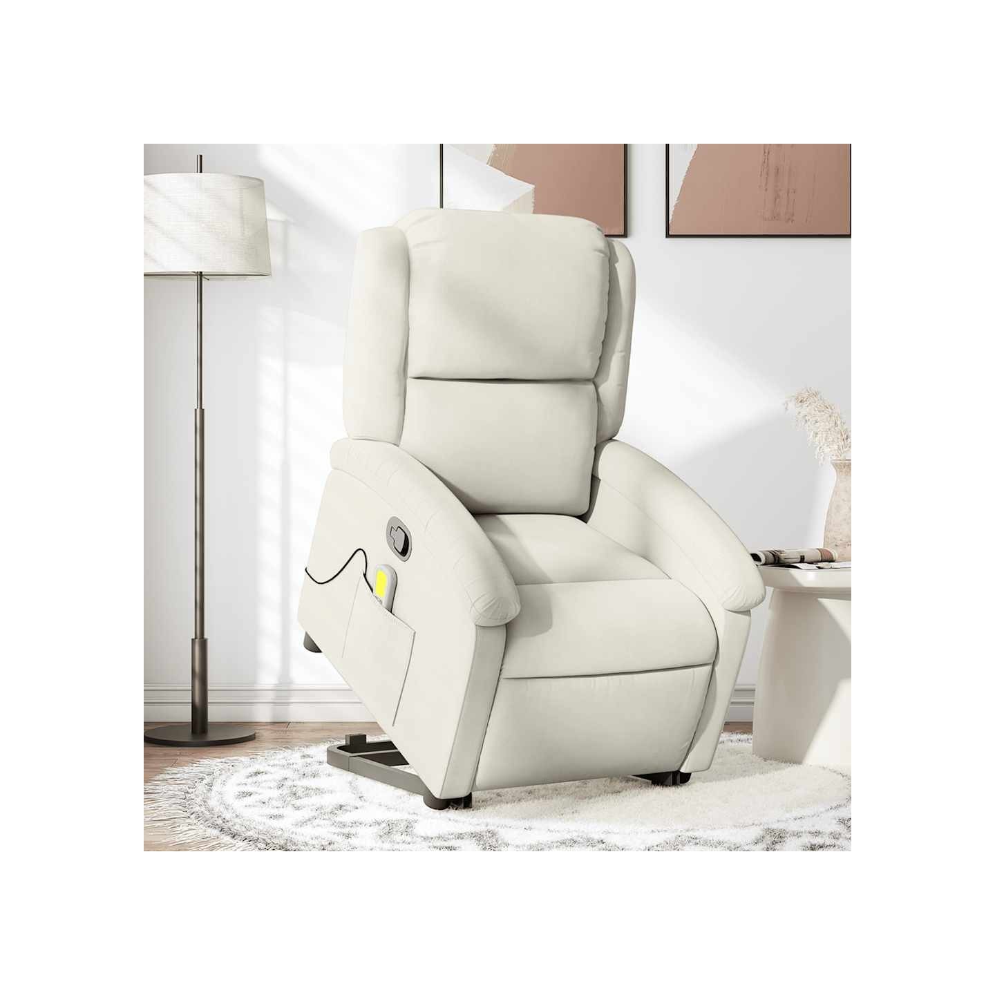 Fauteuil de massage inclinable Crème Velours