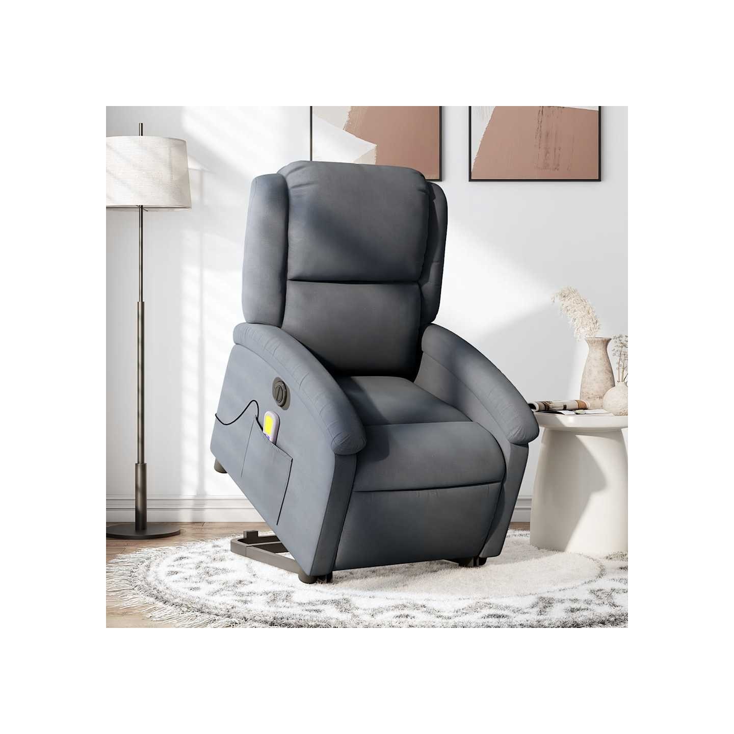 Fauteuil inclinable de massage électrique gris foncé velours