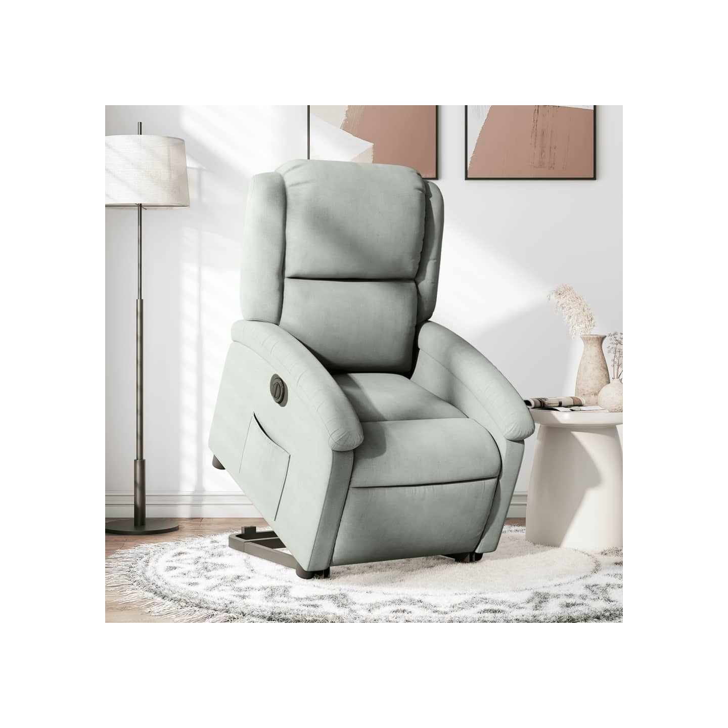 Fauteuil inclinable électrique gris clair velours