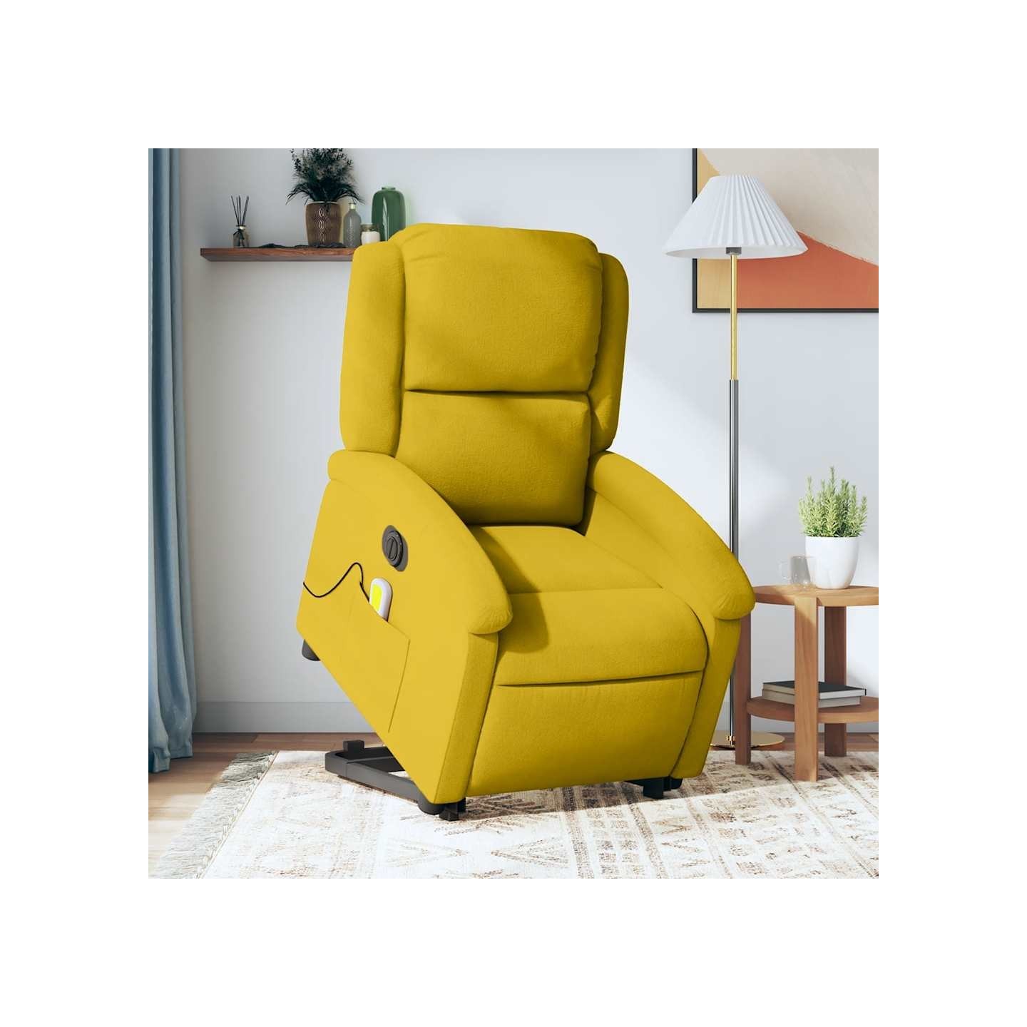 Fauteuil inclinable de massage électrique jaune velours