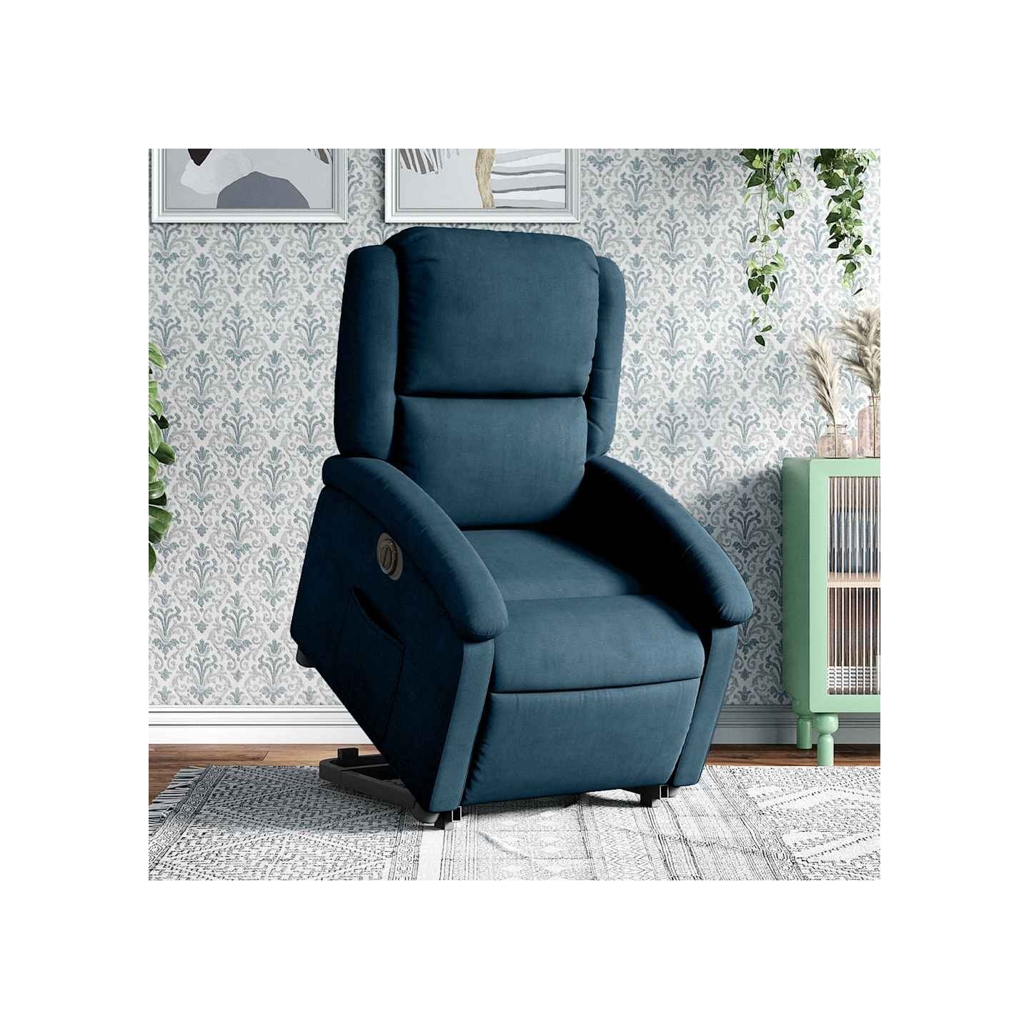 Fauteuil inclinable électrique bleu velours