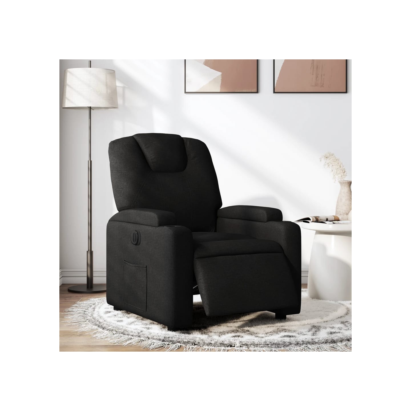 Fauteuil inclinable électrique Noir Tissu