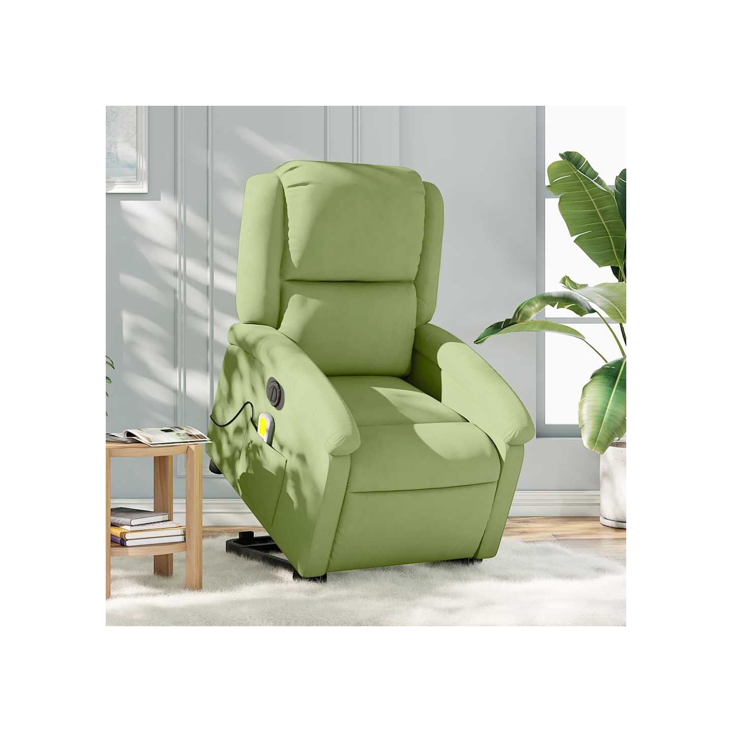 Fauteuil inclinable de massage électrique vert clair velours