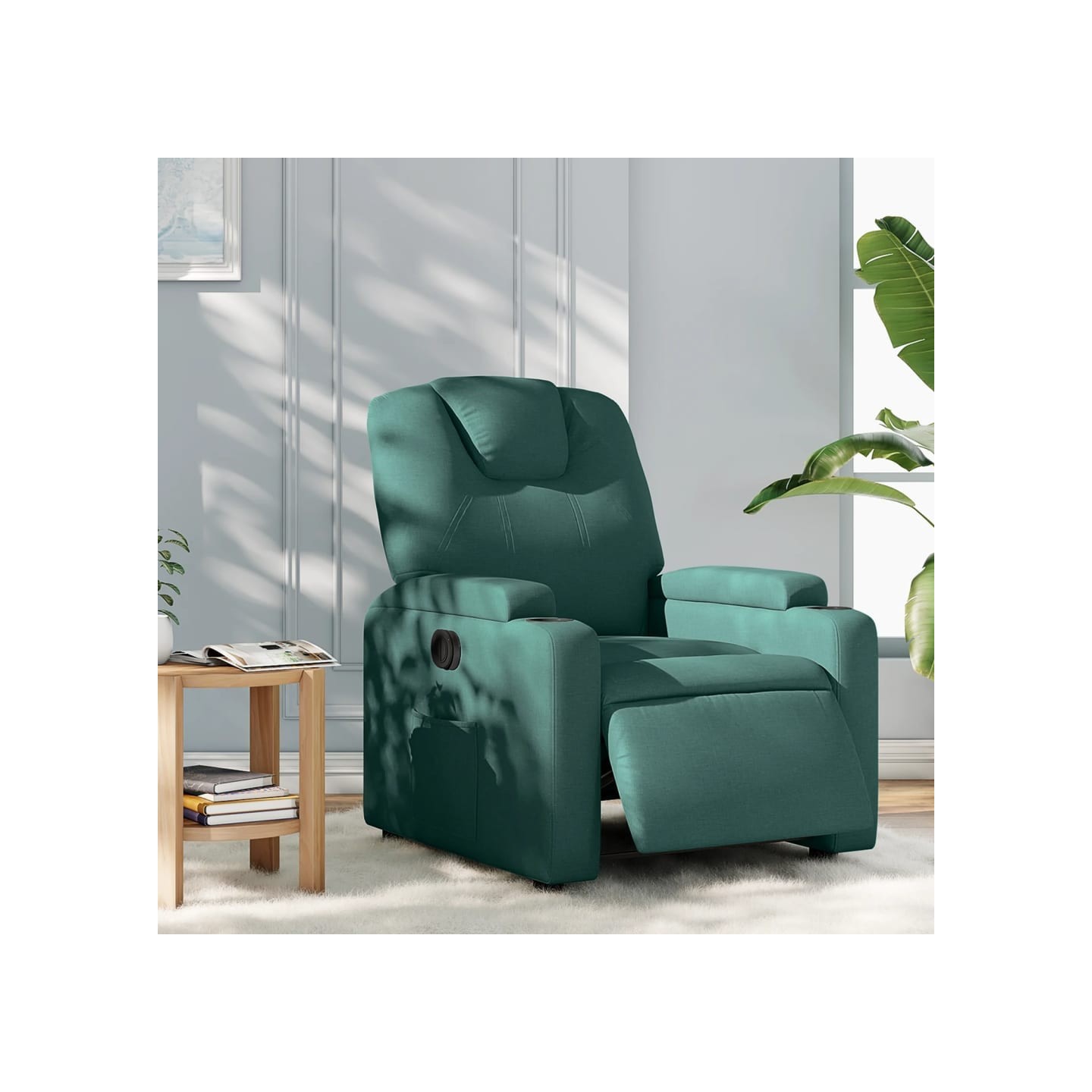 Fauteuil inclinable électrique Vert foncé Tissu