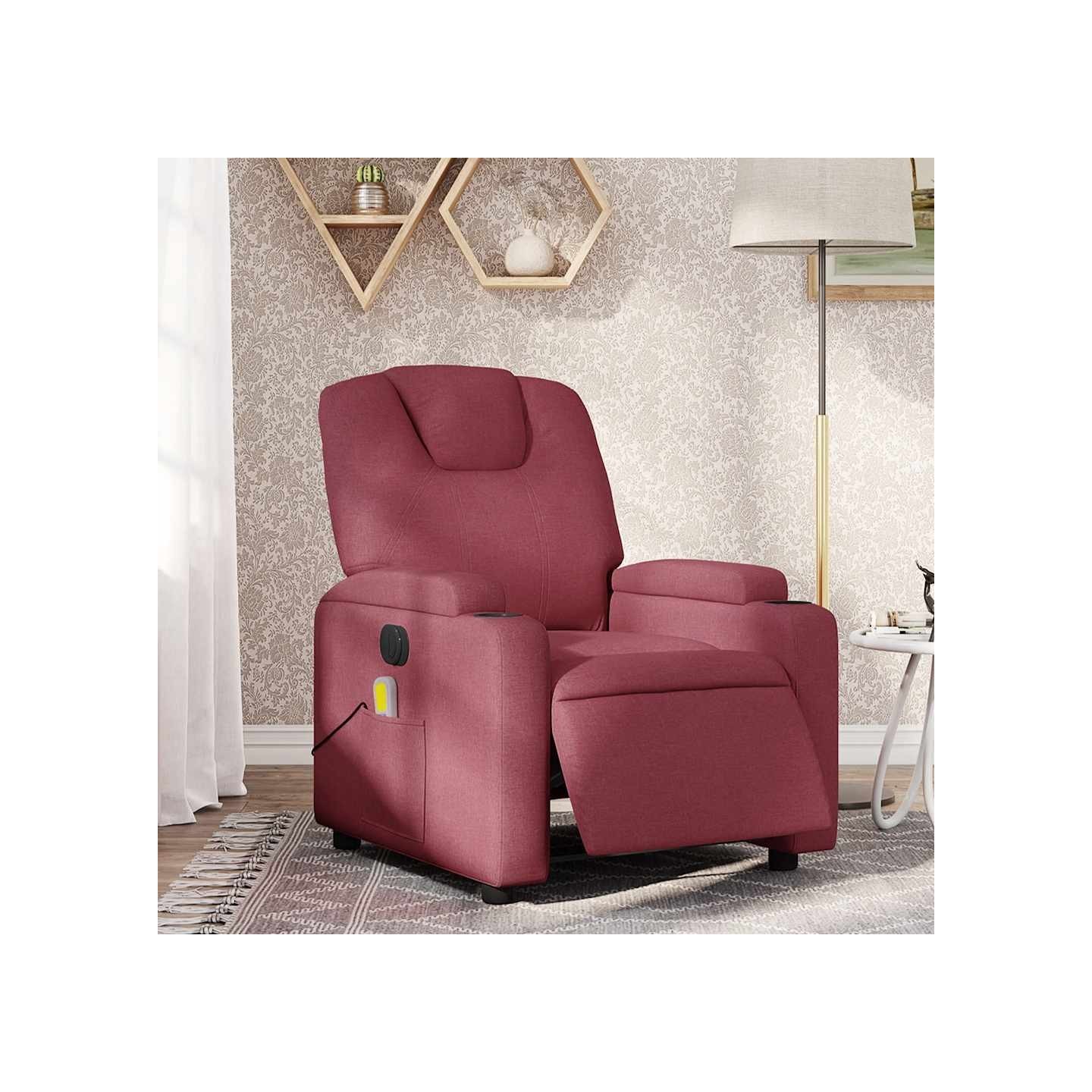 Fauteuil de massage inclinable électrique Rouge bordeaux Tissu