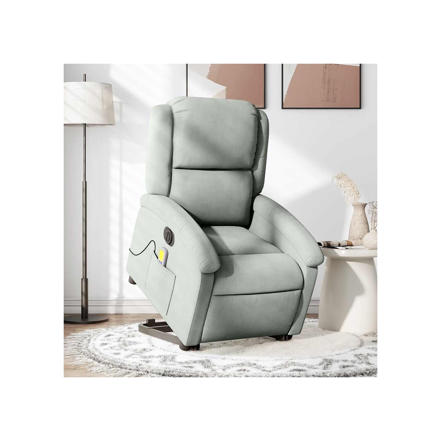 Fauteuil inclinable de massage électrique gris clair velours