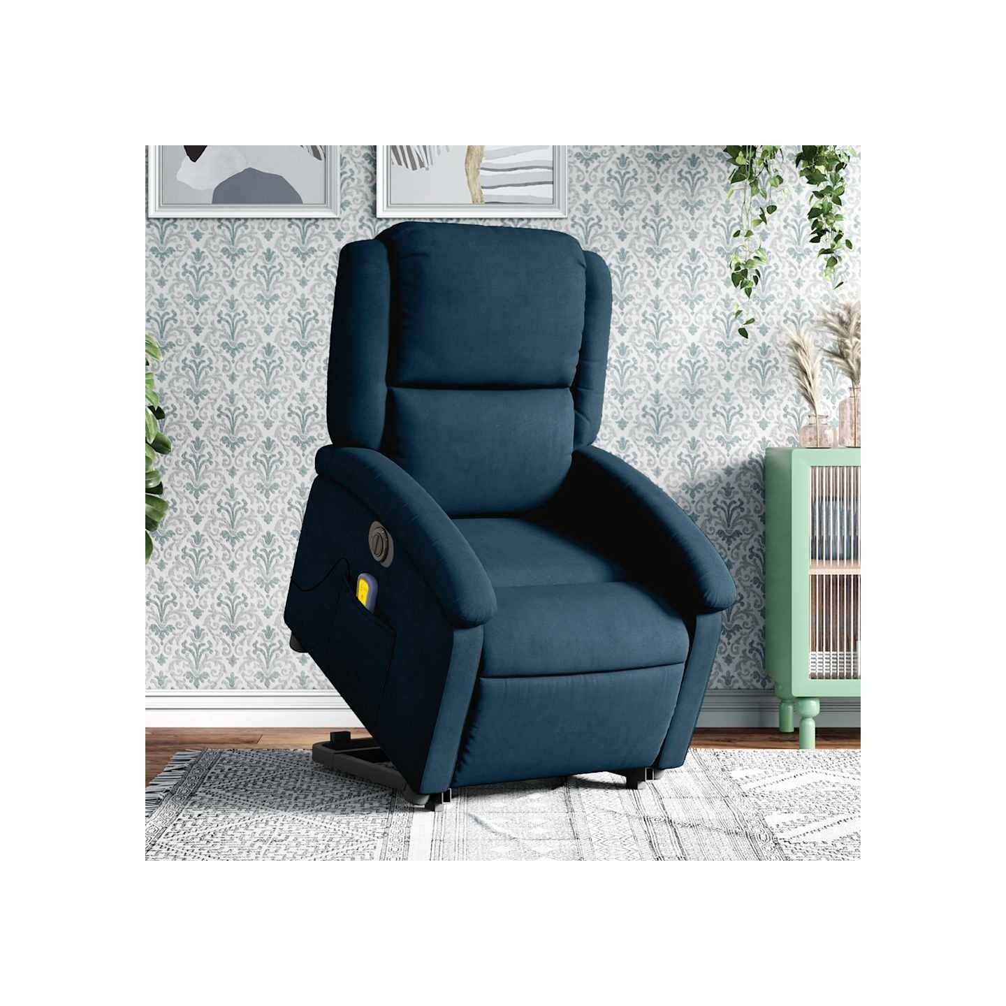 Fauteuil inclinable de massage électrique bleu velours
